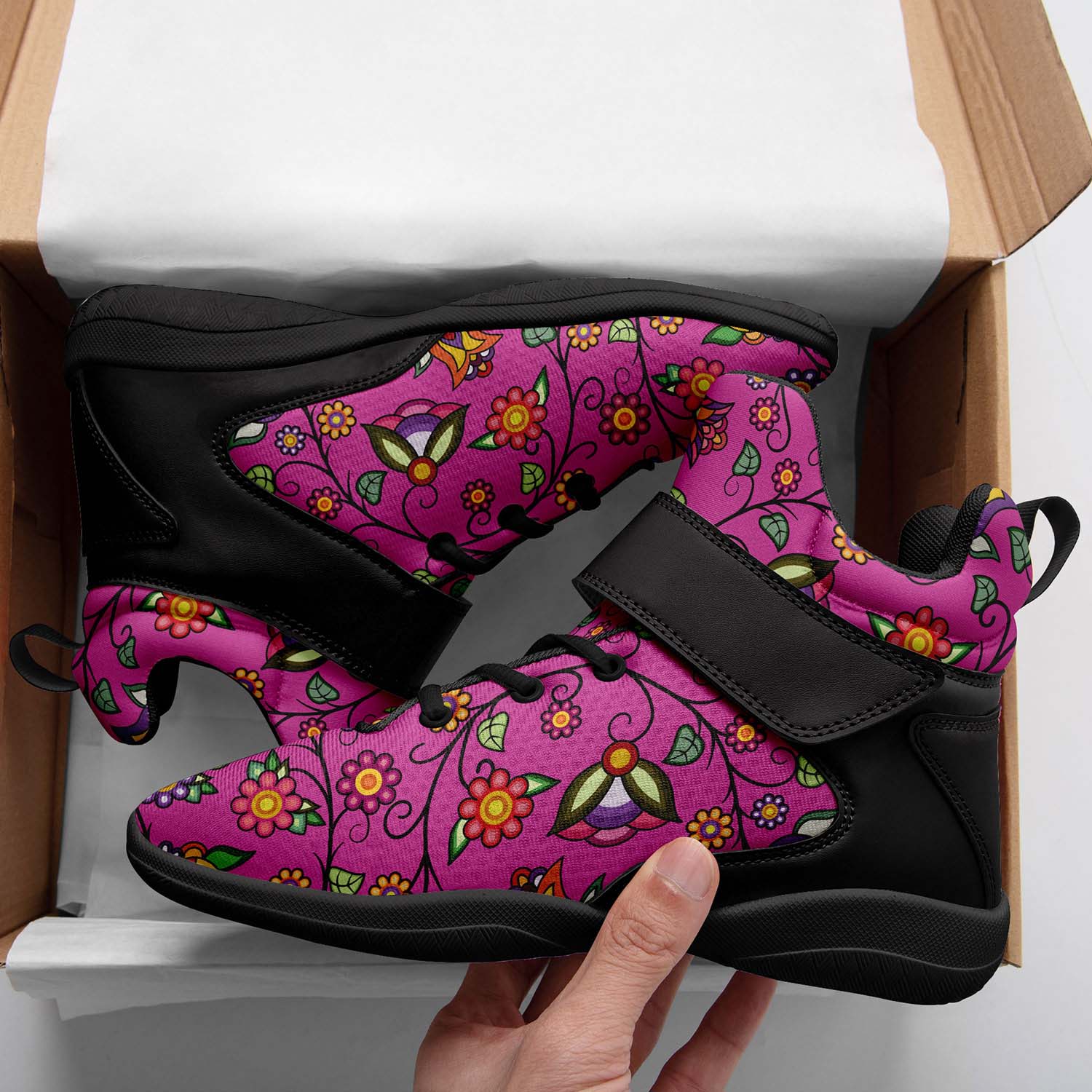 Heartbeat Petals Pink Ipottaa Basketball / Sport High Top Shoes - Black Sole