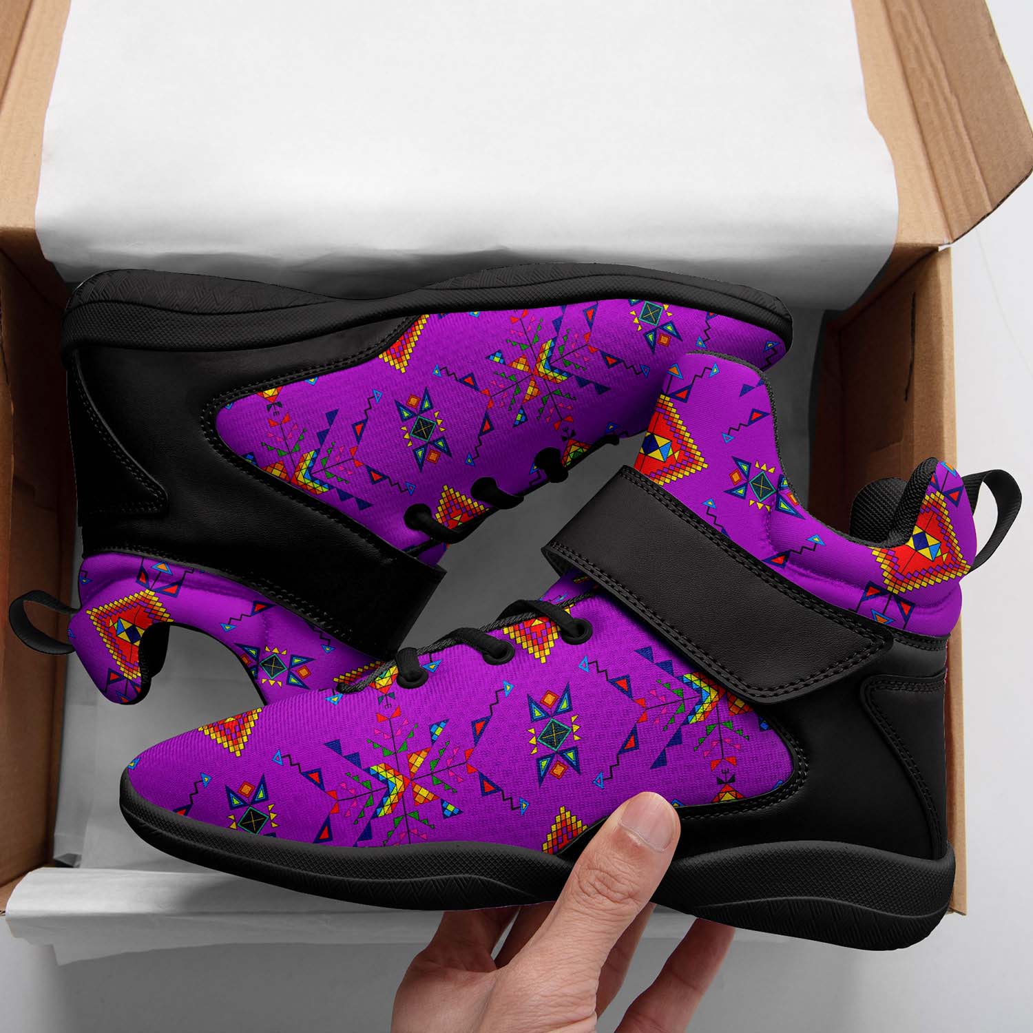 Buffalo Jump Purple Ipottaa Basketball / Sport High Top Shoes - Black Sole