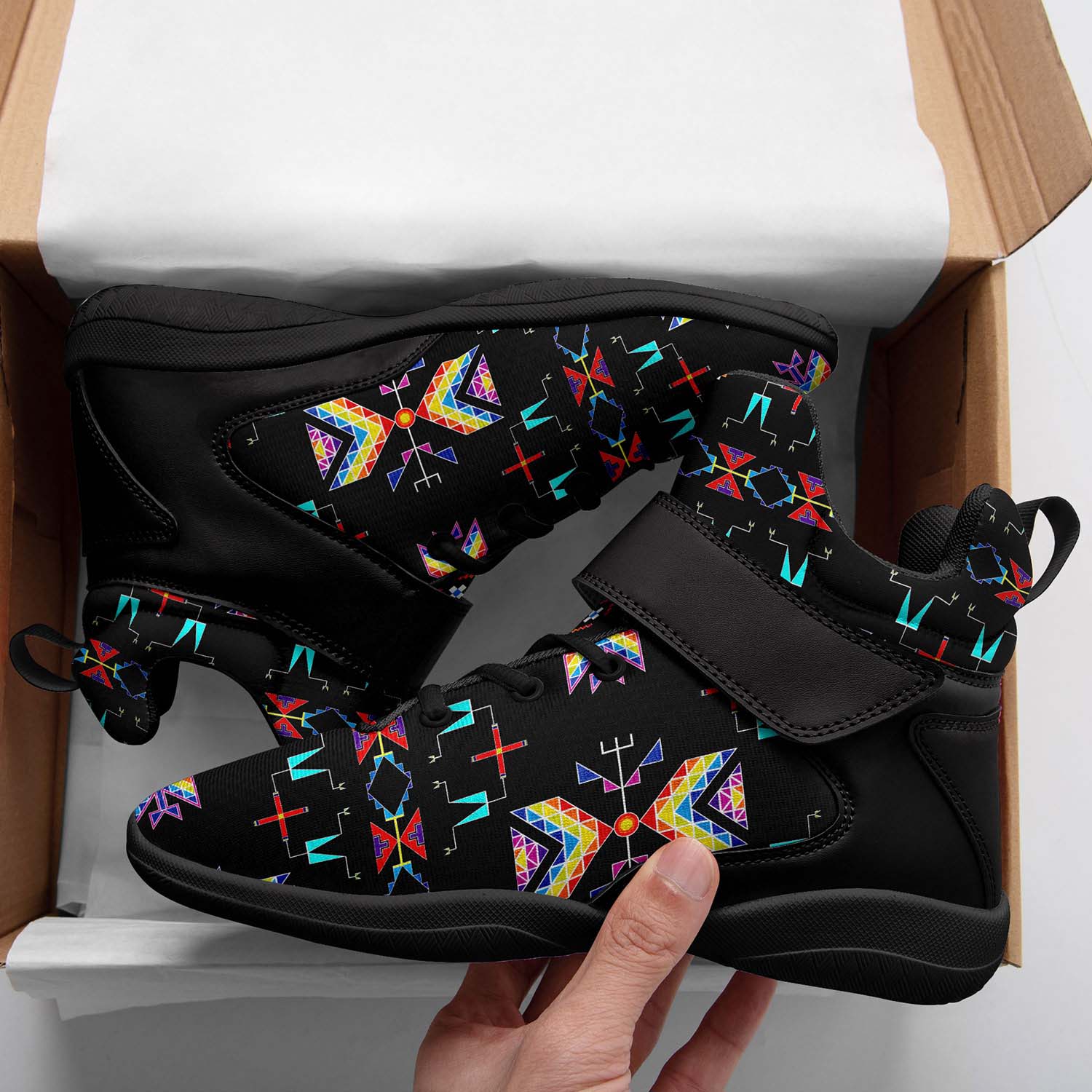 Rainy Chief Rainbow Black Ipottaa Basketball / Sport High Top Shoes - Black Sole