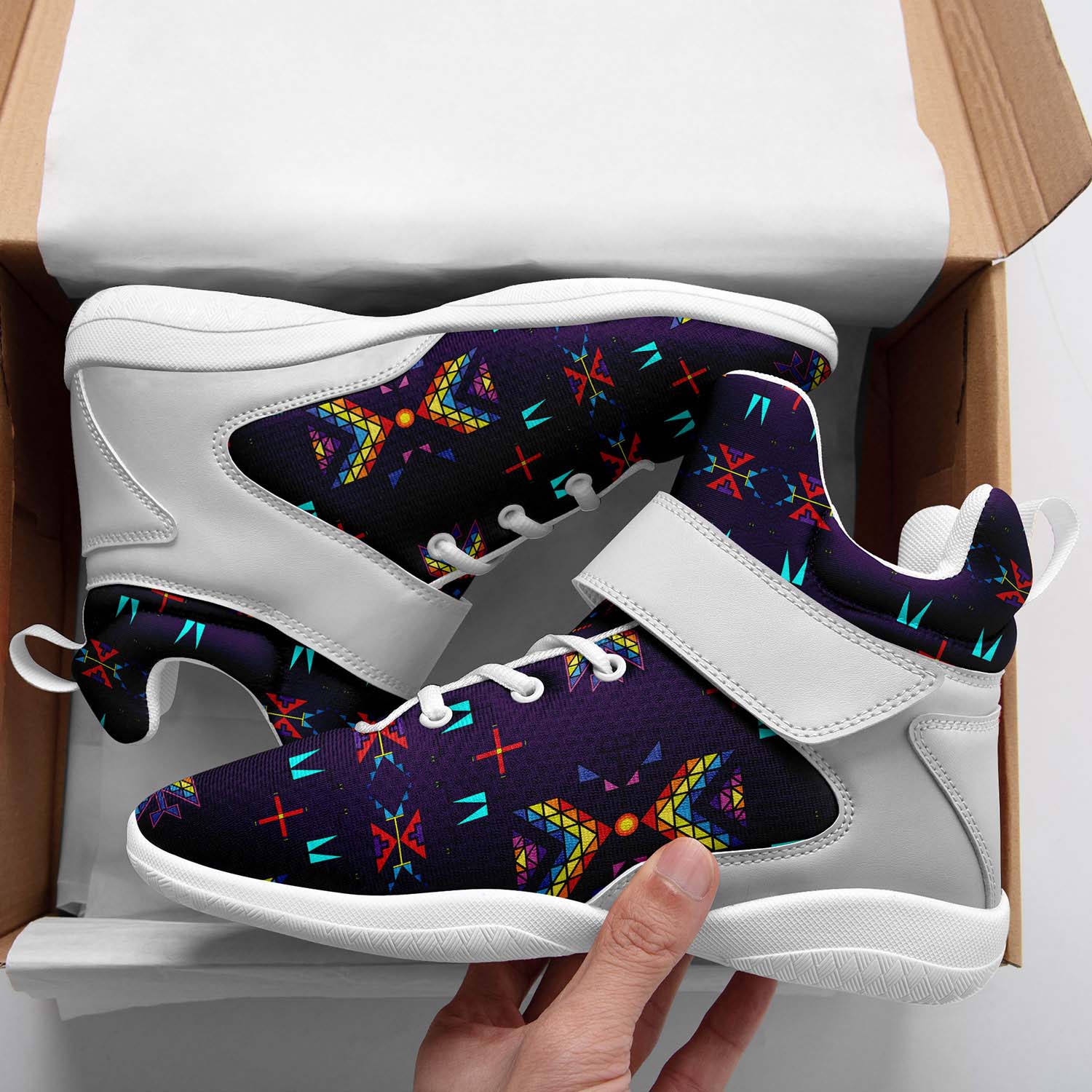 Rainy Chief Rainbow Dark Purple Ipottaa Basketball / Sport High Top Shoes - White Sole