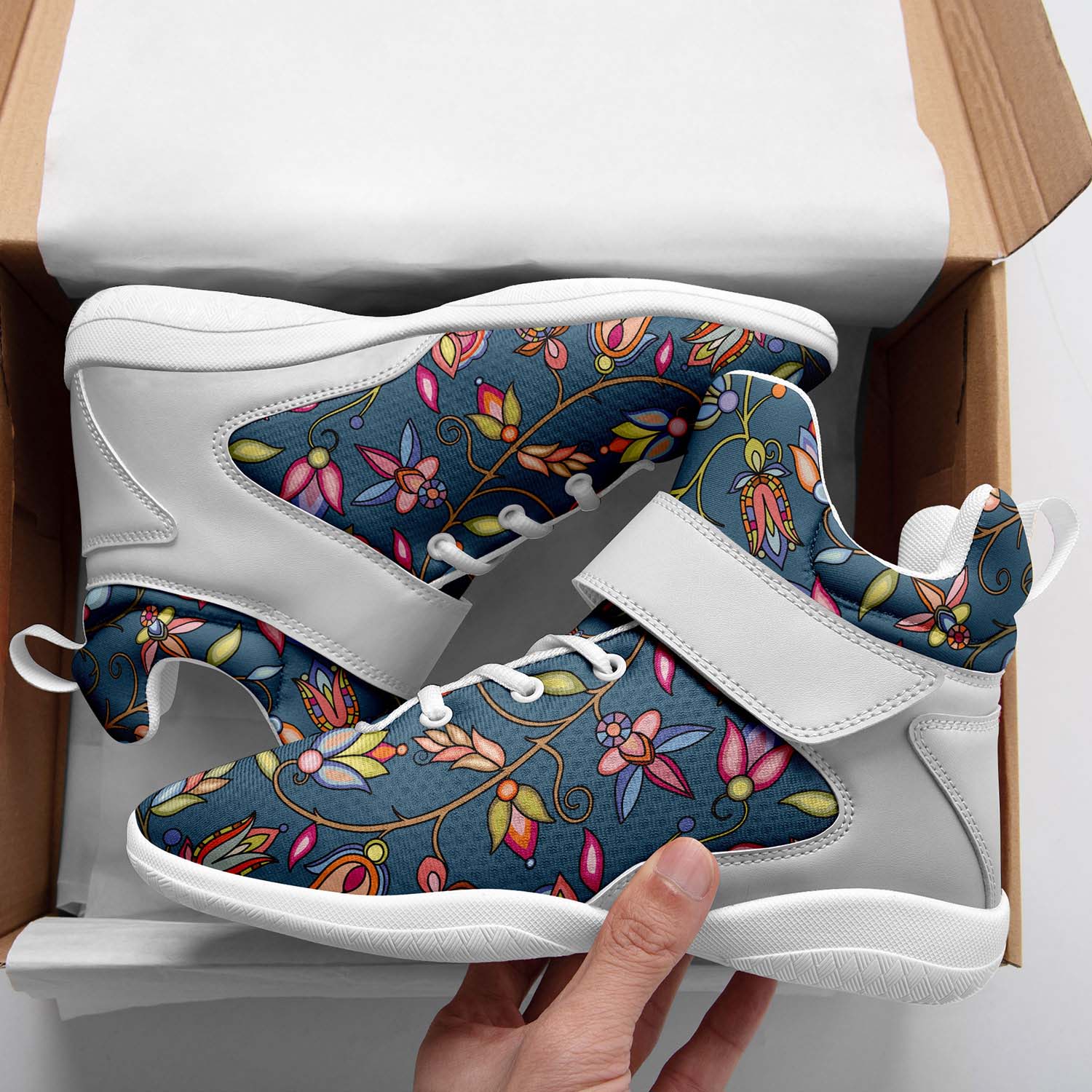 Buffalo Bloom Rainstorm Ipottaa Basketball / Sport High Top Shoes - White Sole