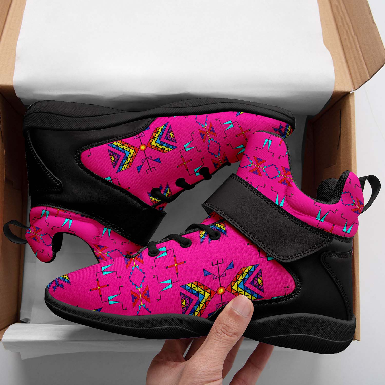 Rainy Chief Rainbow Hot Pink Ipottaa Basketball / Sport High Top Shoes - Black Sole