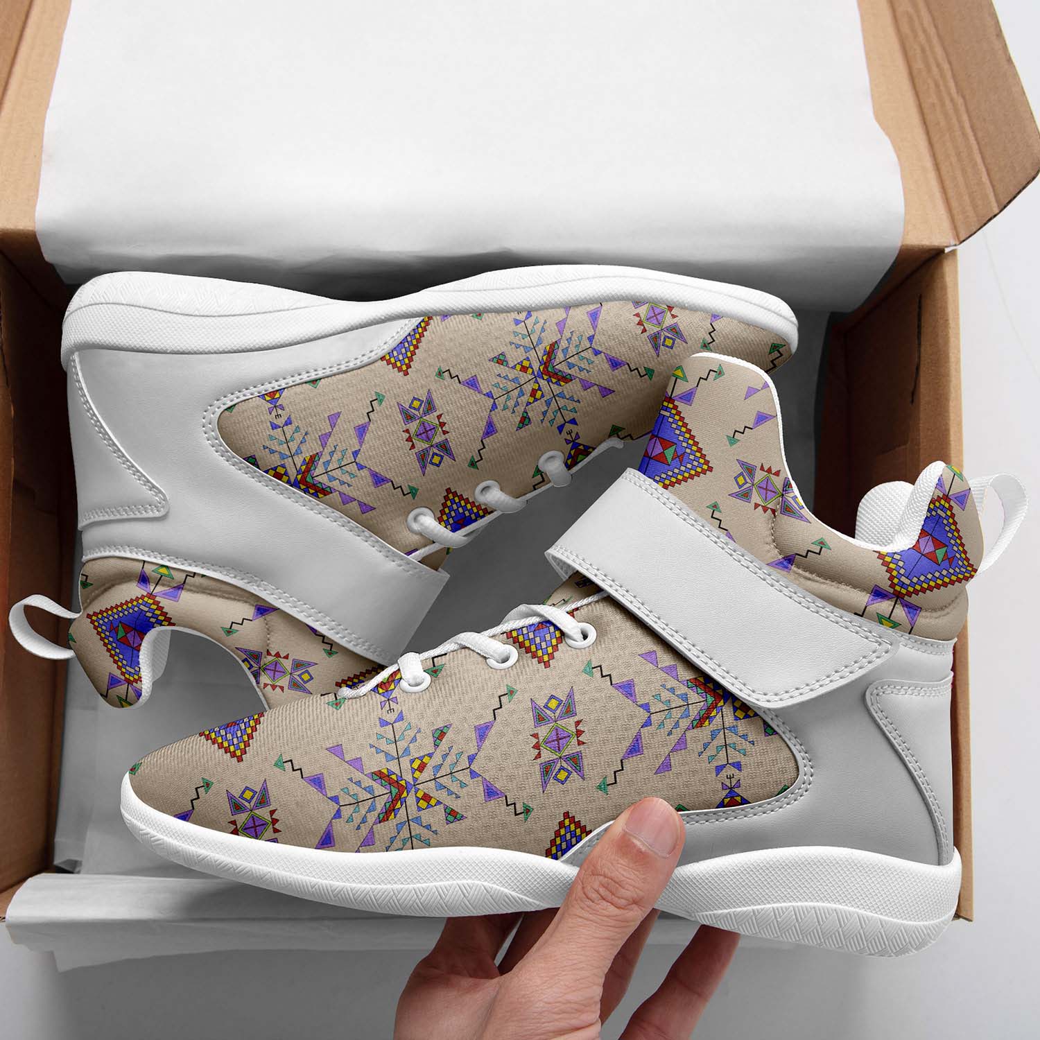 Buffalo Jump Hide Ipottaa Basketball / Sport High Top Shoes - White Sole