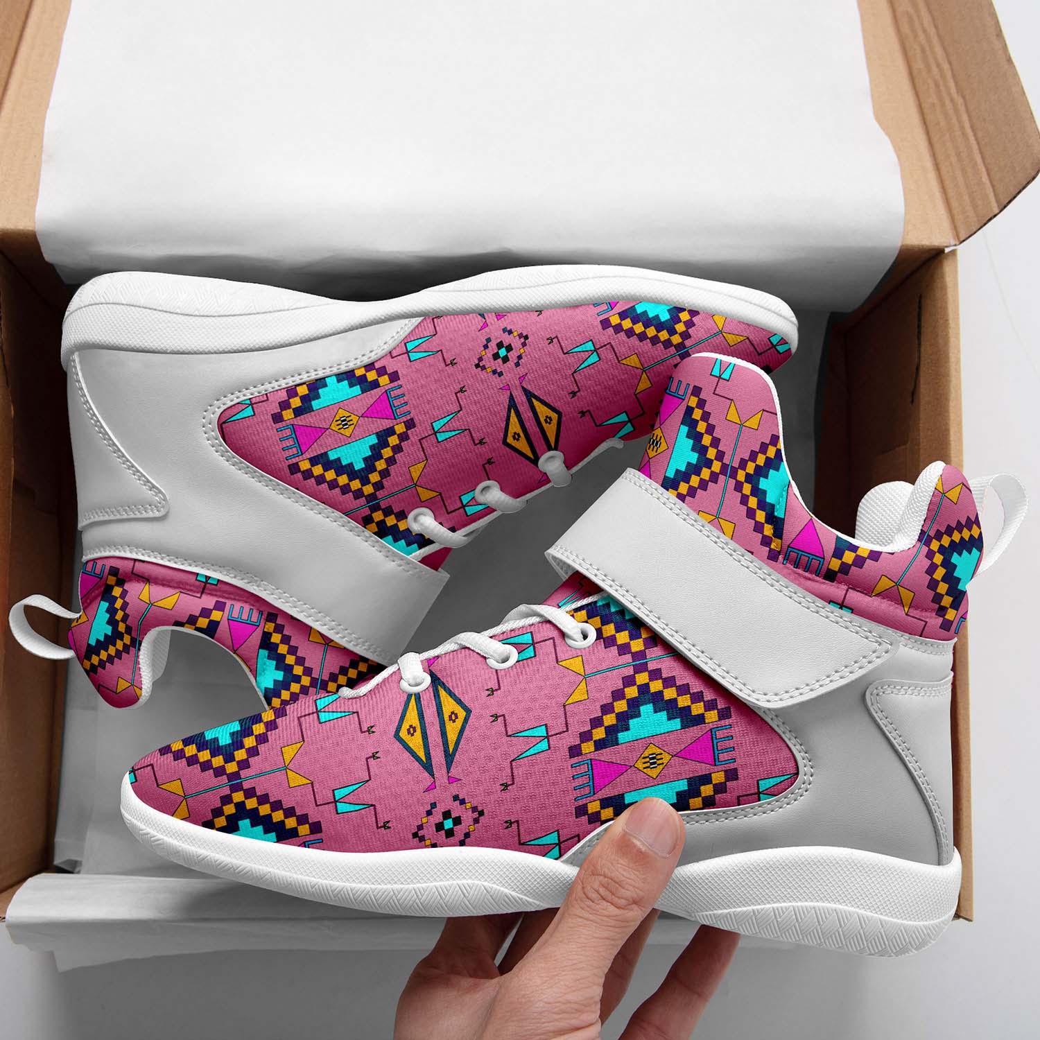 Rite of Passage Pink Ipottaa Basketball / Sport High Top Shoes - White Sole