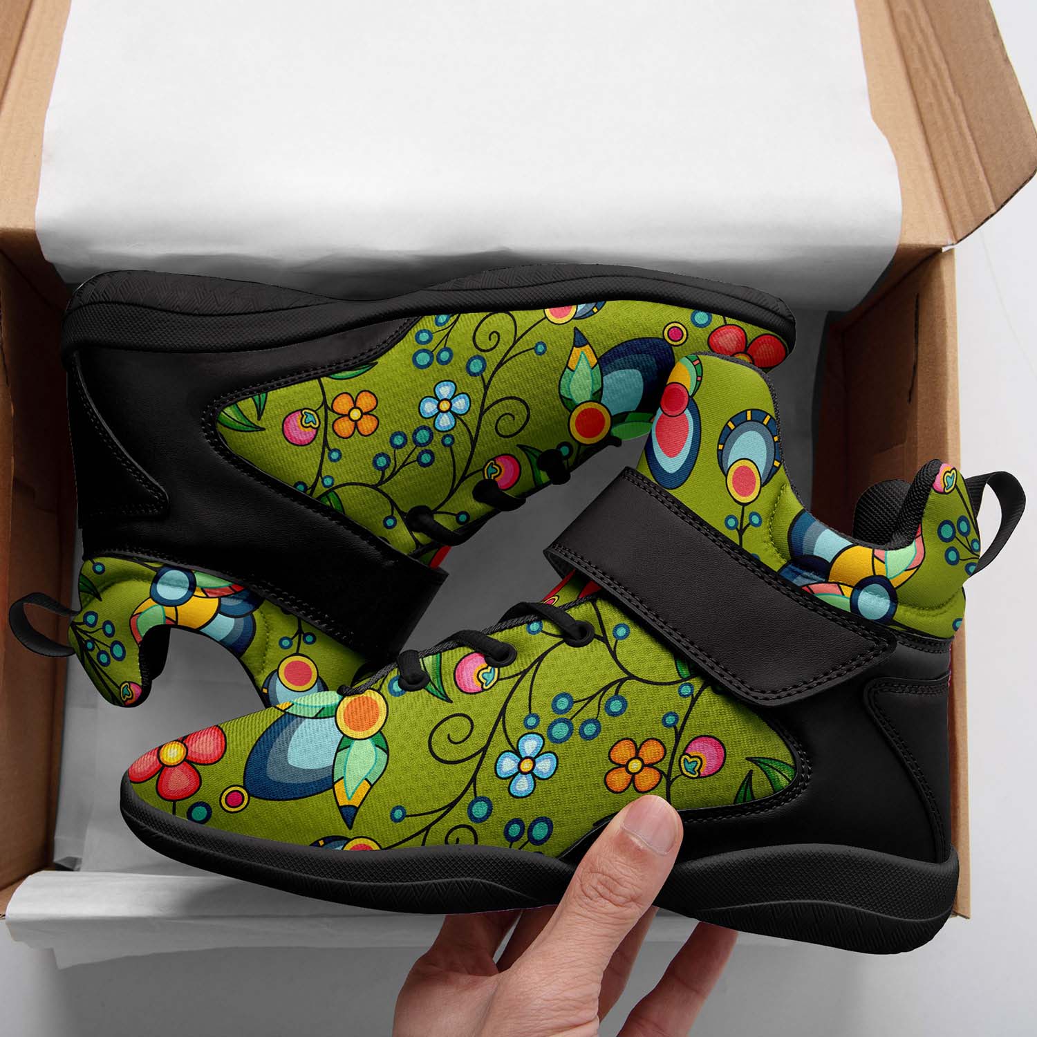 Floral Bounty Sweetgrass Ipottaa Basketball / Sport High Top Shoes - Black Sole