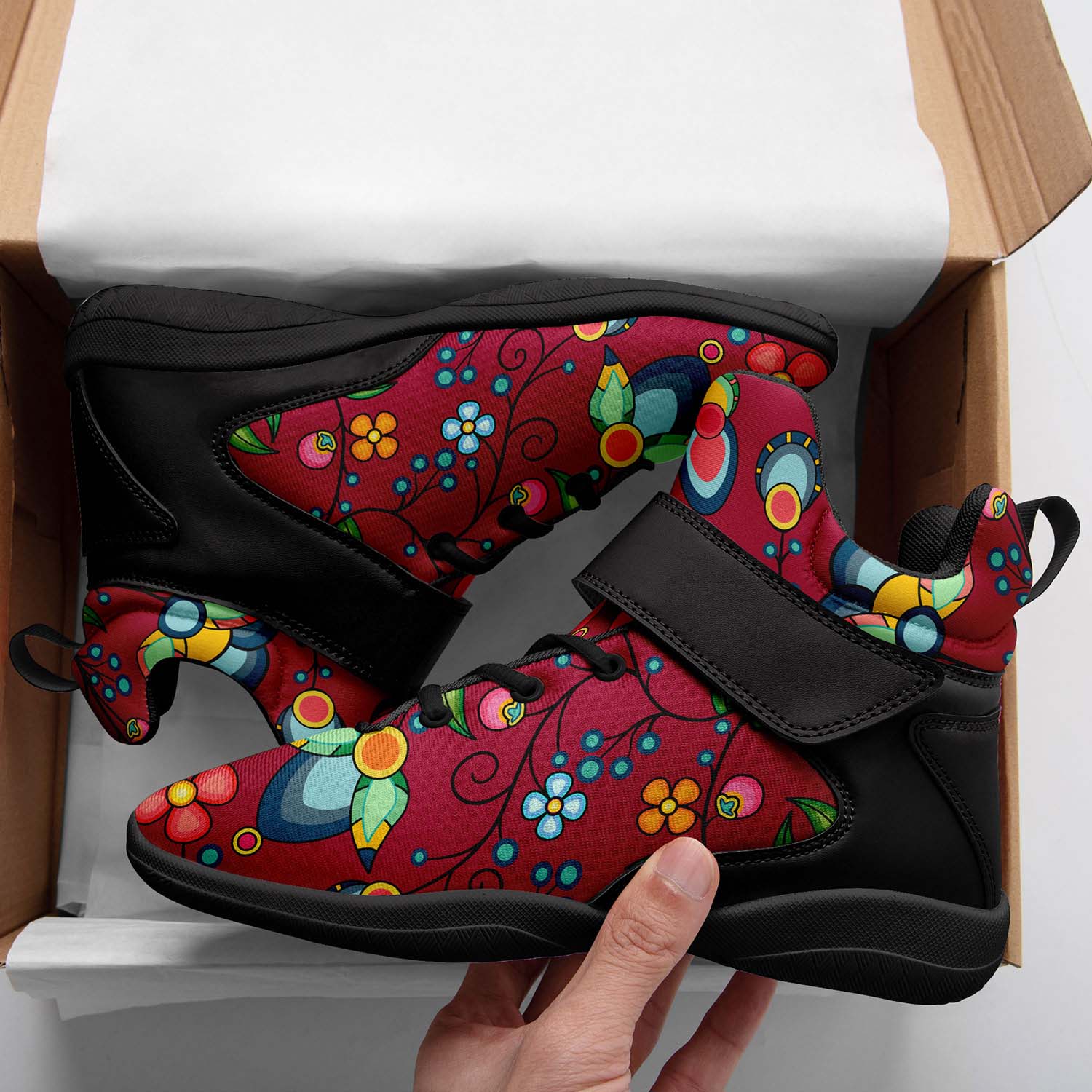 Floral Bounty Magenta Ipottaa Basketball / Sport High Top Shoes - Black Sole