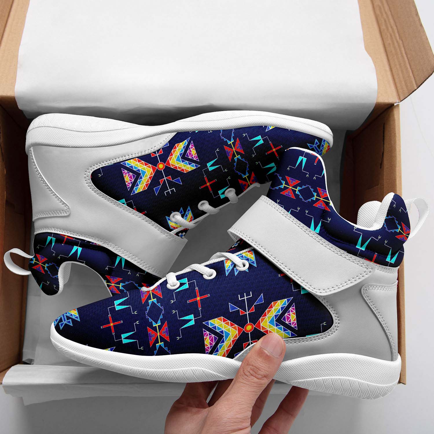 Rainy Chief Rainbow Night Lake Ipottaa Basketball / Sport High Top Shoes - White Sole
