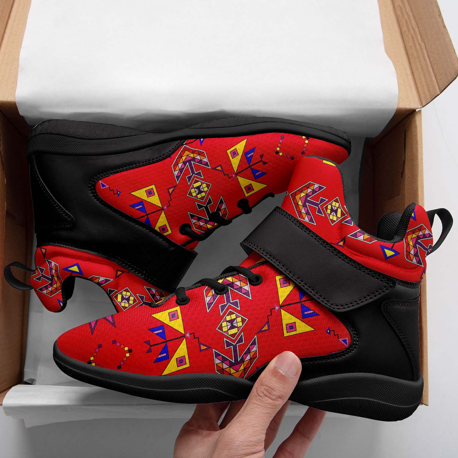 Scattered Generations Red Ipottaa Basketball / Sport High Top Shoes - Black Sole