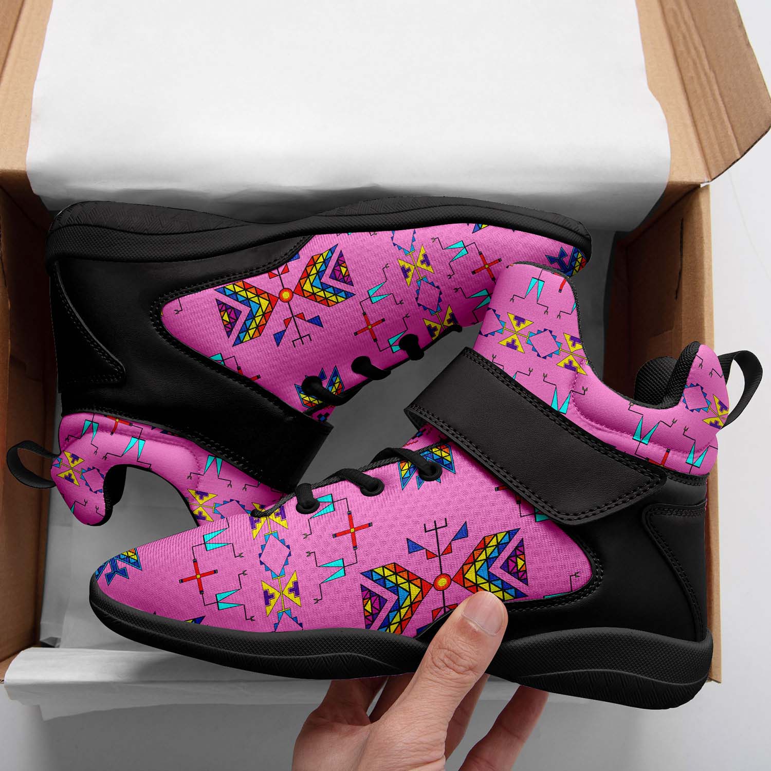 Rainy Chief Rainbow Blush Ipottaa Basketball / Sport High Top Shoes - Black Sole