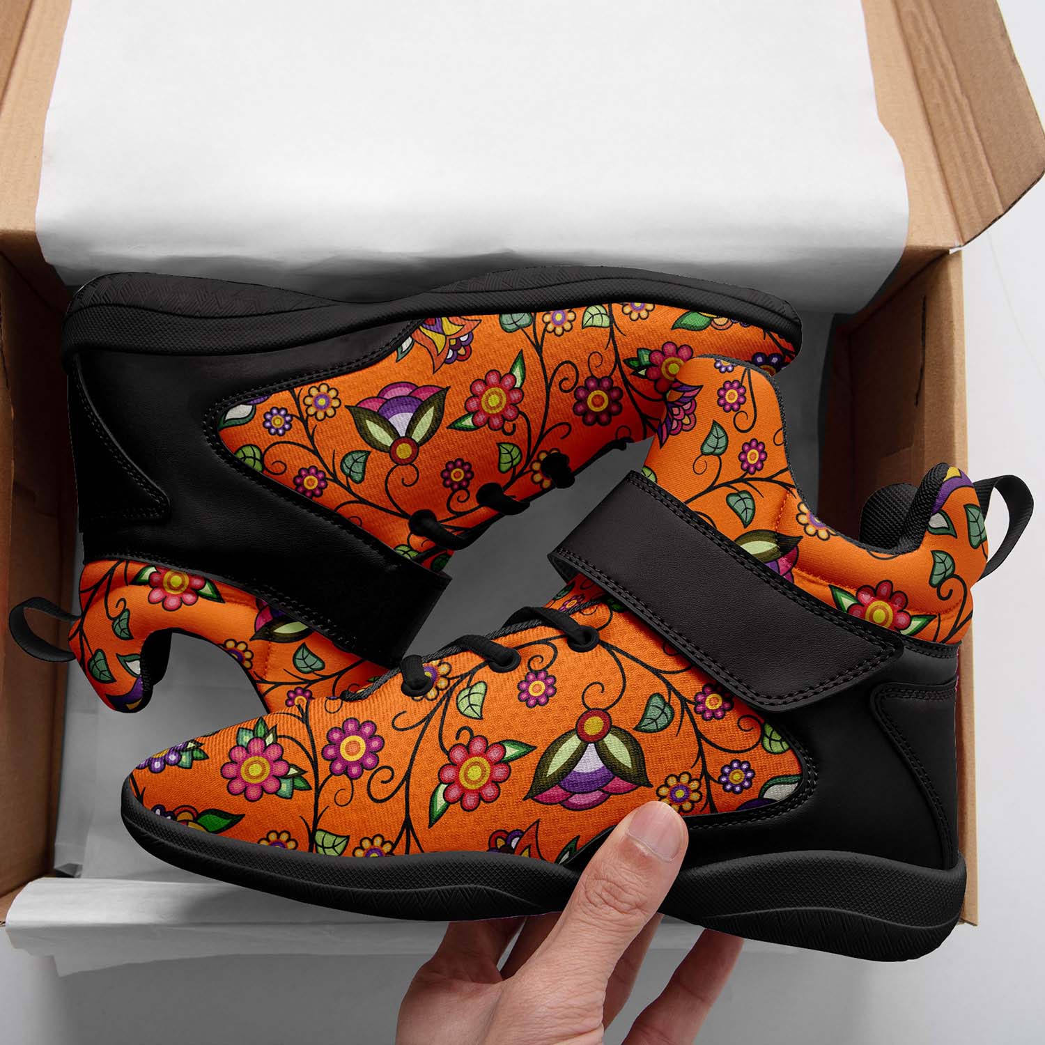 Heartbeat Petals ECM Orange Ipottaa Basketball / Sport High Top Shoes - Black Sole