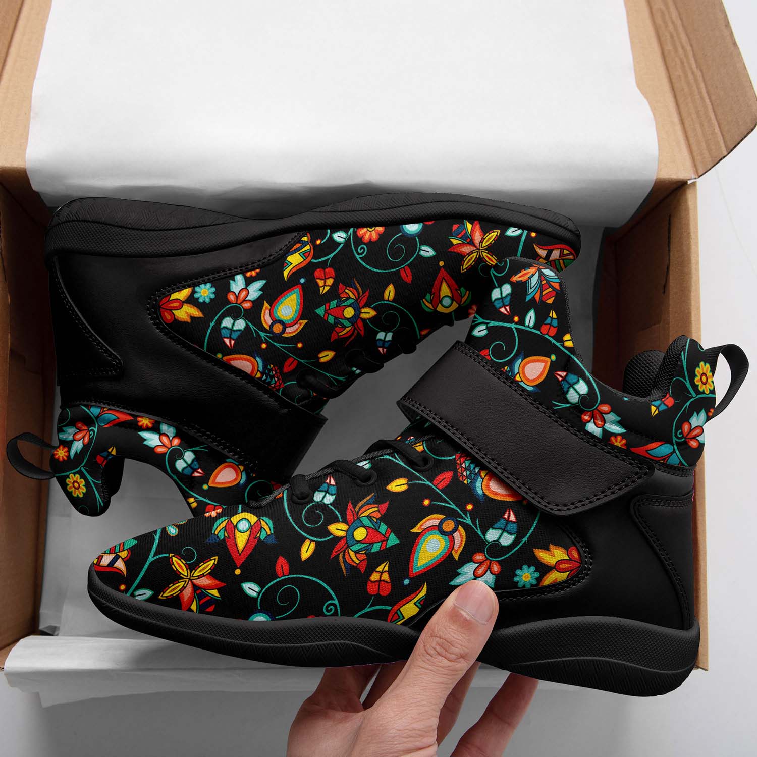 Thorny Path Black Ipottaa Basketball / Sport High Top Shoes - Black Sole