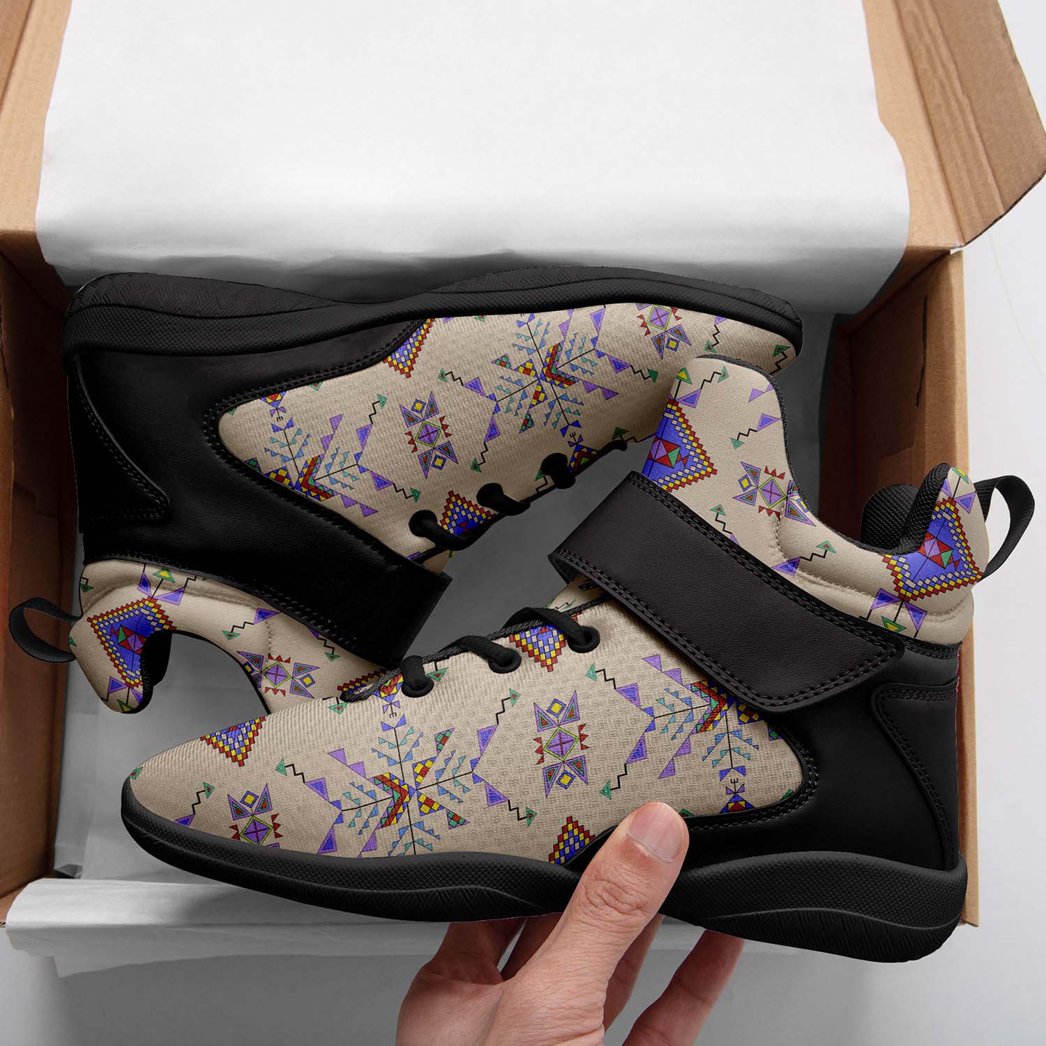Buffalo Jump Hide Ipottaa Basketball / Sport High Top Shoes - Black Sole