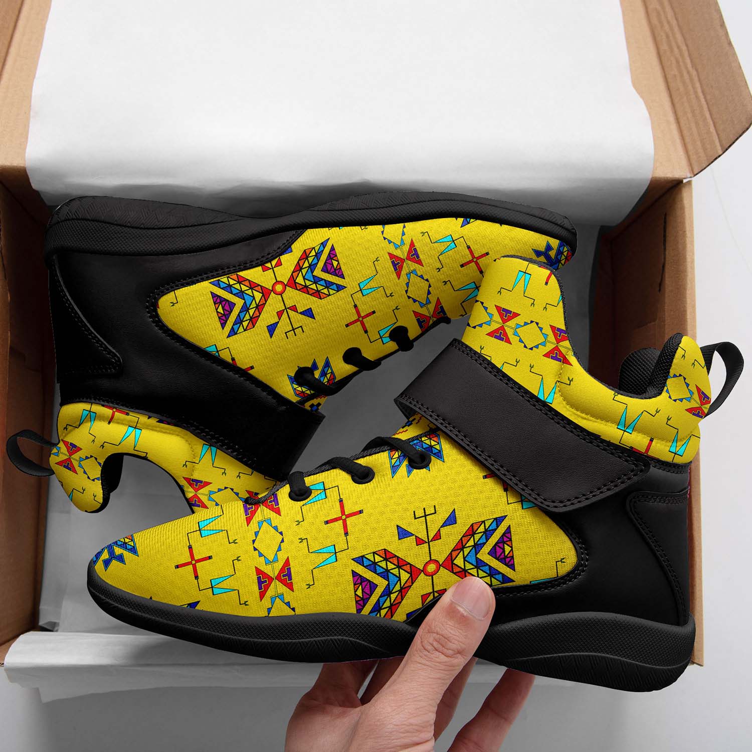 Rainy Chief Rainbow Yellow Ipottaa Basketball / Sport High Top Shoes - Black Sole