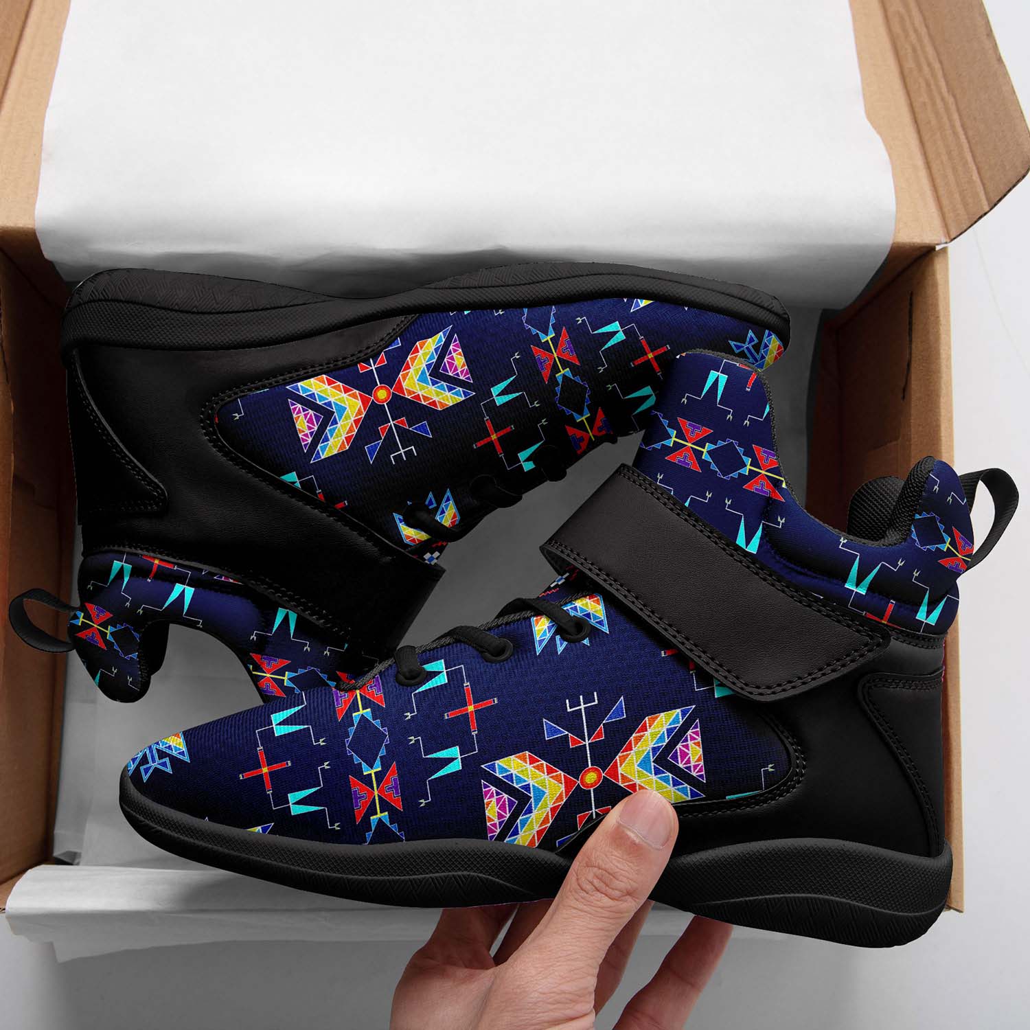 Rainy Chief Rainbow Night Lake Ipottaa Basketball / Sport High Top Shoes - Black Sole