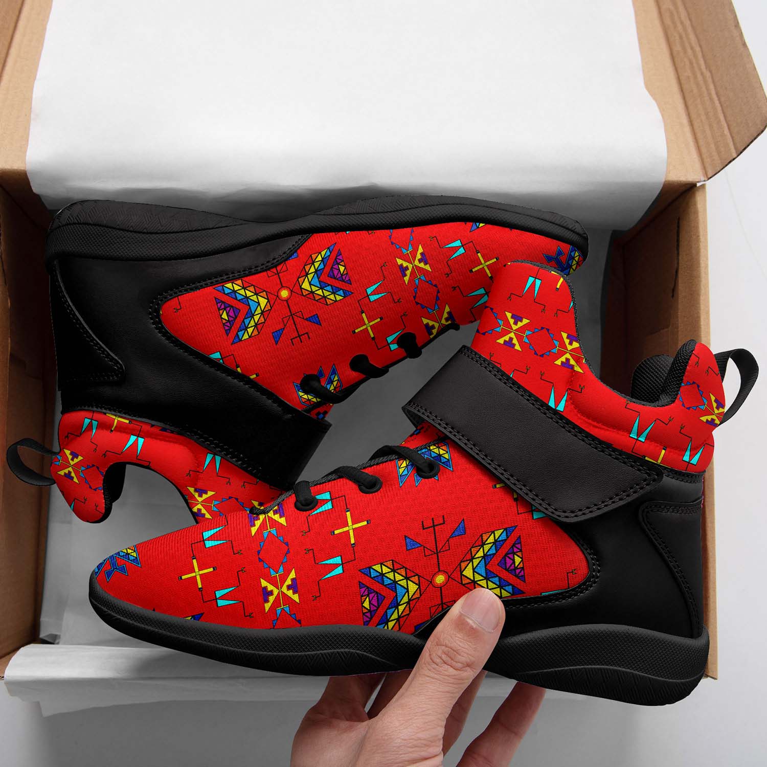 Rainy Chief Rainbow Red Ipottaa Basketball / Sport High Top Shoes - Black Sole