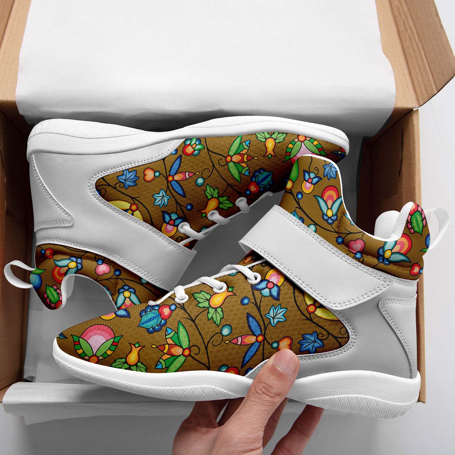 Prairie Plains Spirit Fall Leaves Ipottaa Basketball / Sport High Top Shoes - White Sole