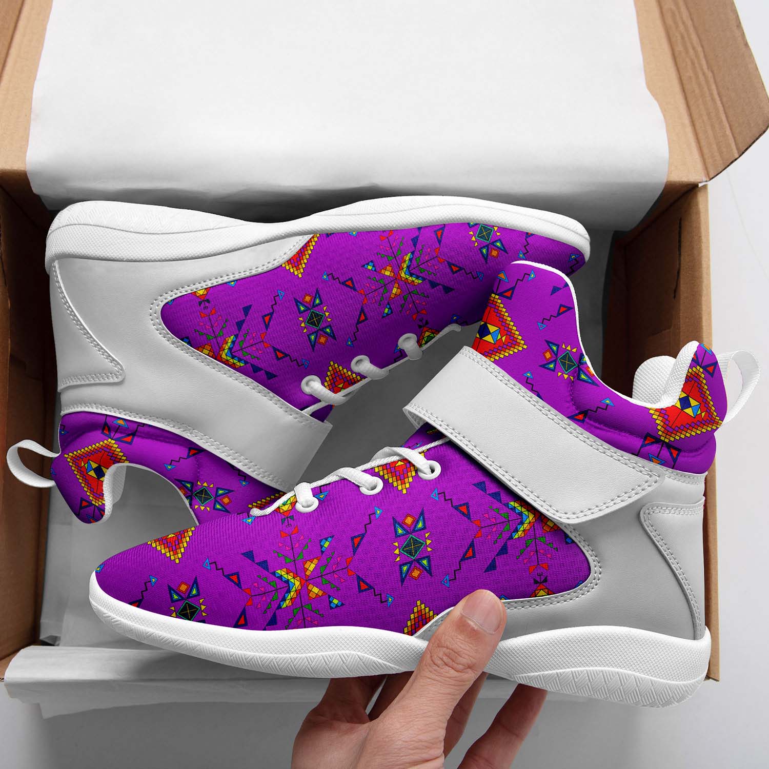 Buffalo Jump Purple Ipottaa Basketball / Sport High Top Shoes - White Sole