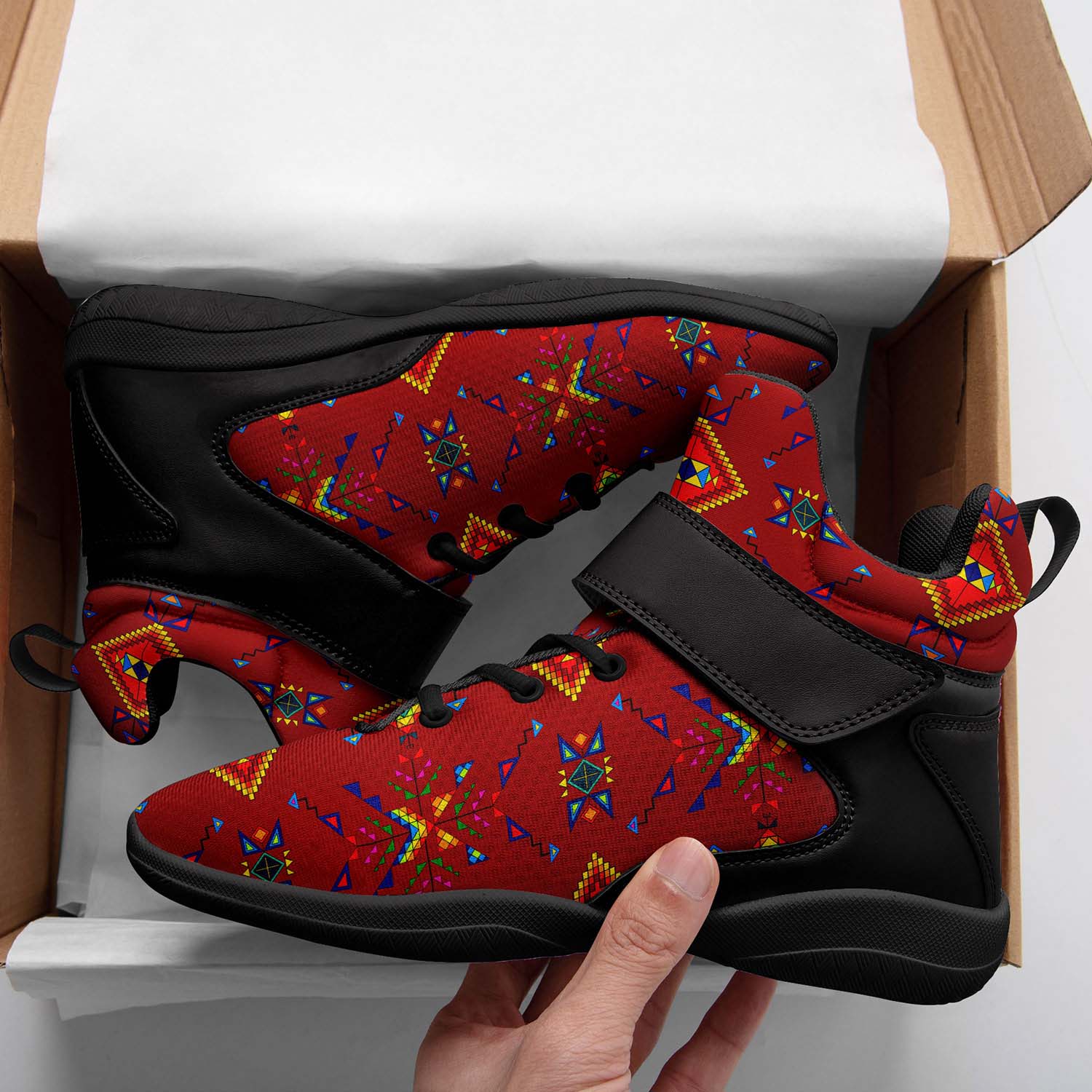 Buffalo Jump Red Ipottaa Basketball / Sport High Top Shoes - Black Sole