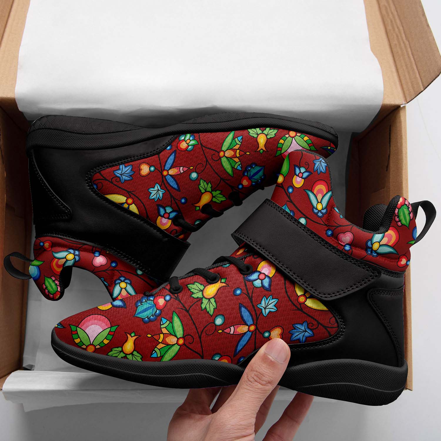 Prairie Plains Spirit Red Ipottaa Basketball / Sport High Top Shoes - Black Sole