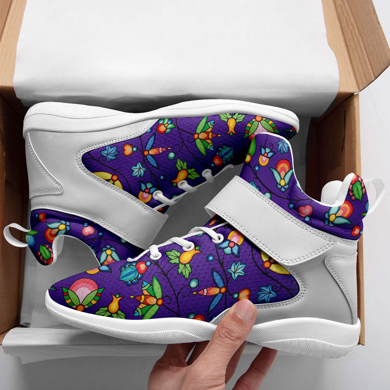Prairie Plains Spirit Midnight Purple Ipottaa Basketball / Sport High Top Shoes - White Sole