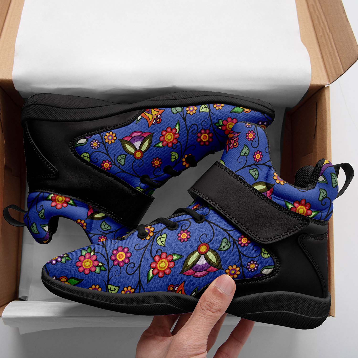 Heartbeat Petals Blue Ipottaa Basketball / Sport High Top Shoes - Black Sole