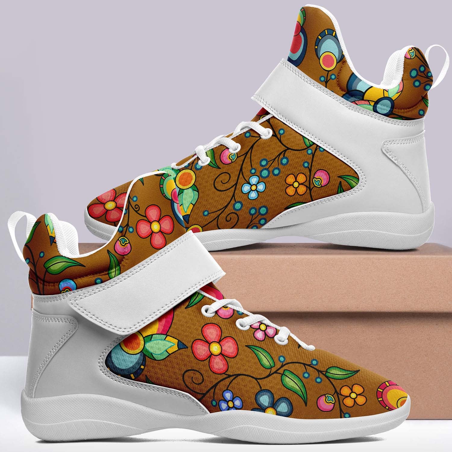 Floral Bounty Fall Leaves Ipottaa Basketball / Sport High Top Shoes - White Sole