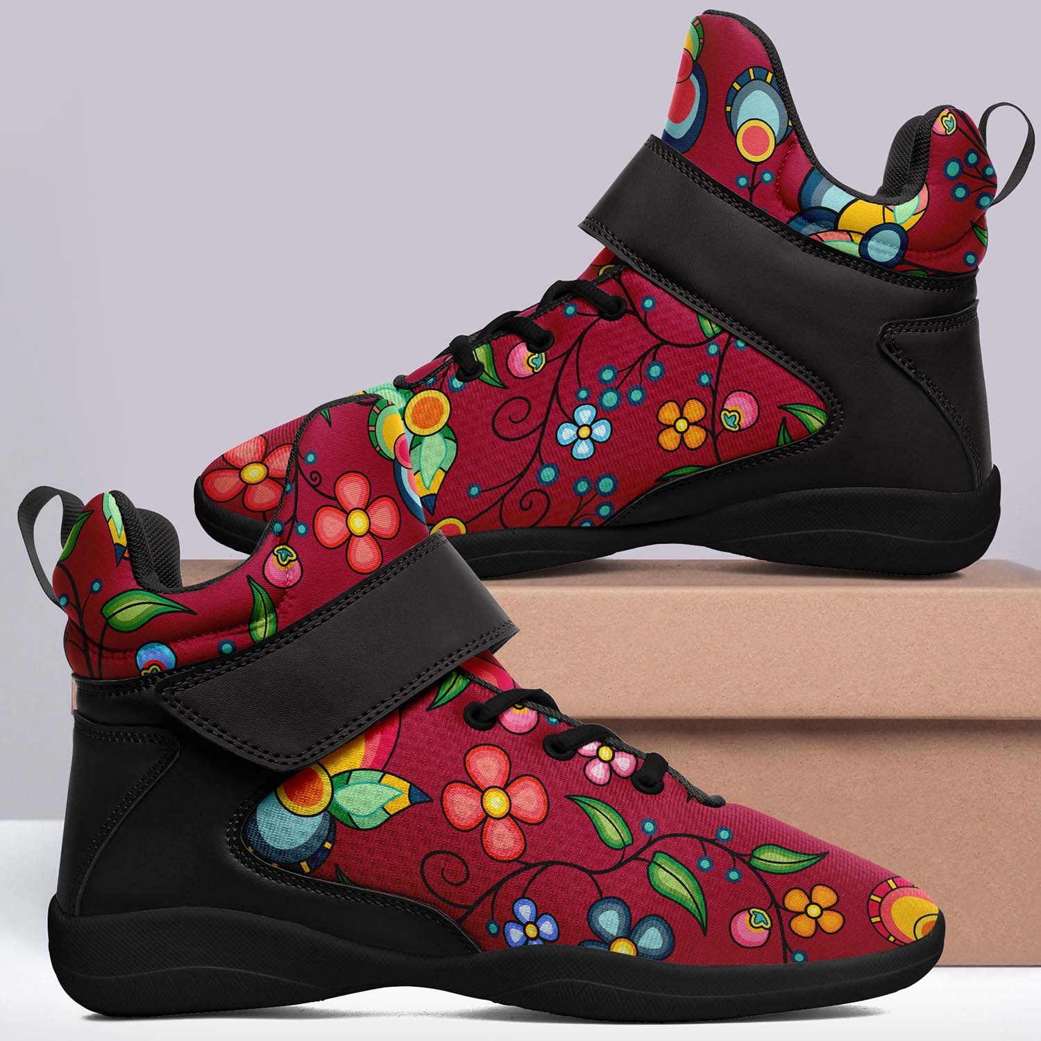 Floral Bounty Magenta Ipottaa Basketball / Sport High Top Shoes - Black Sole