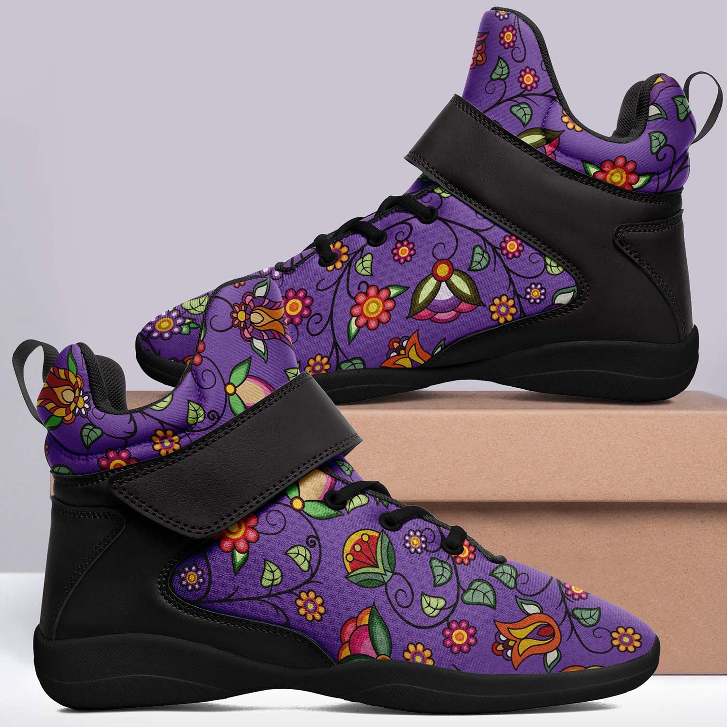 Heartbeat Petals Purple Ipottaa Basketball / Sport High Top Shoes - Black Sole