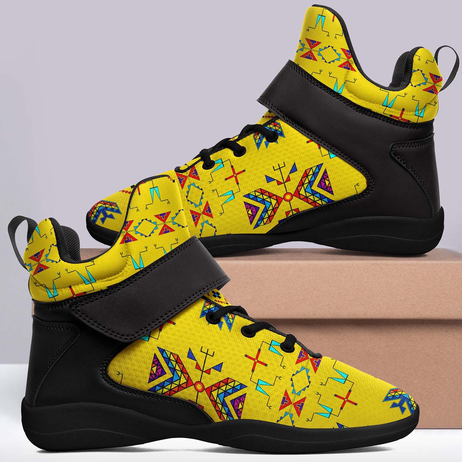 Rainy Chief Rainbow Yellow Ipottaa Basketball / Sport High Top Shoes - Black Sole
