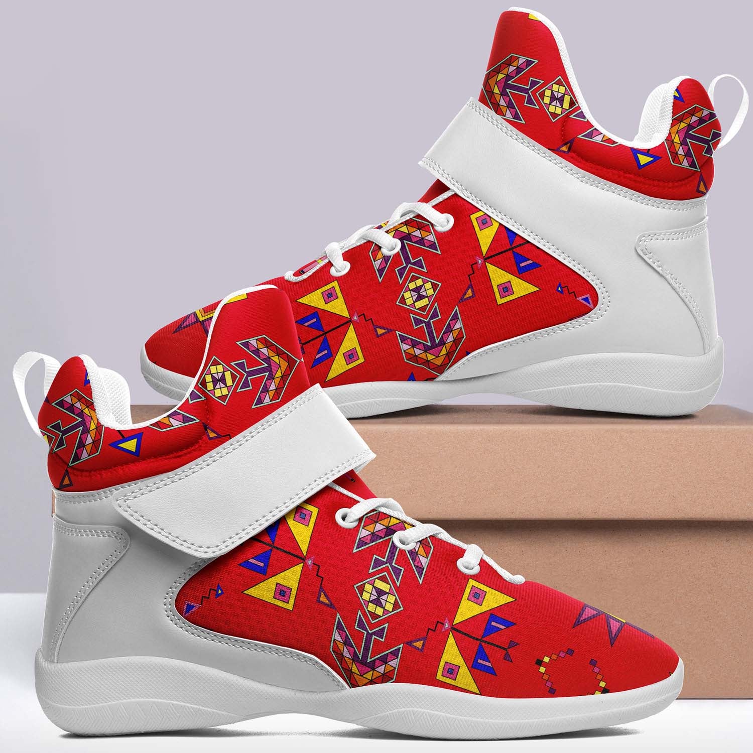 Scattered Generations Red Ipottaa Basketball / Sport High Top Shoes - White Sole