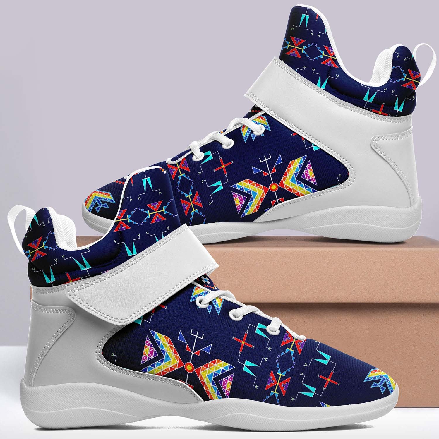 Rainy Chief Rainbow Night Lake Ipottaa Basketball / Sport High Top Shoes - White Sole