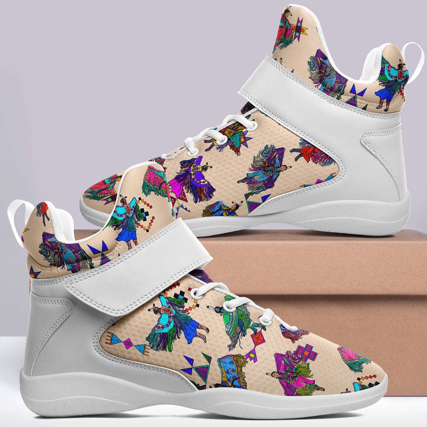 Women's Fancy Dancers Muslin Ipottaa Basketball / Sport High Top Shoes - White Sole