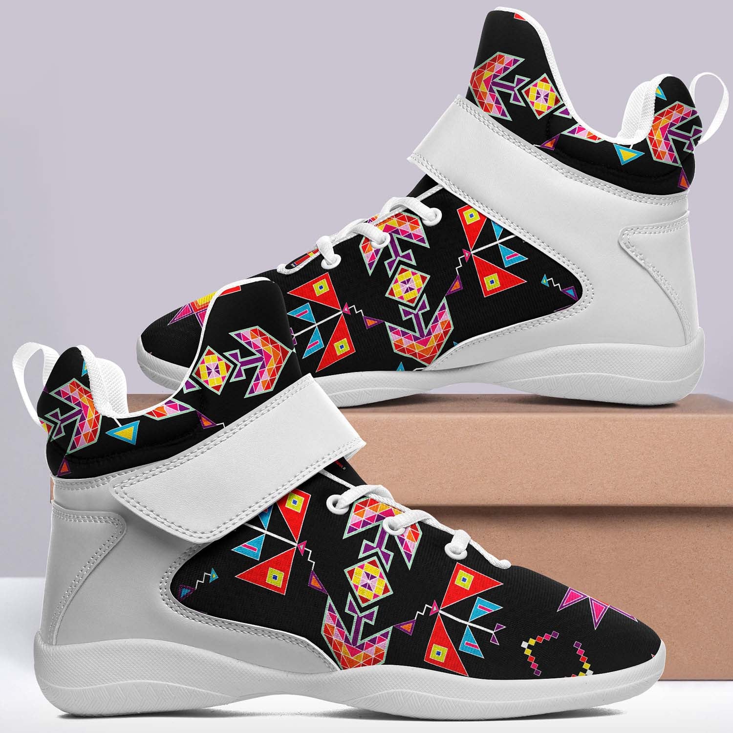 Scattered Generations Black Ipottaa Basketball / Sport High Top Shoes - White Sole