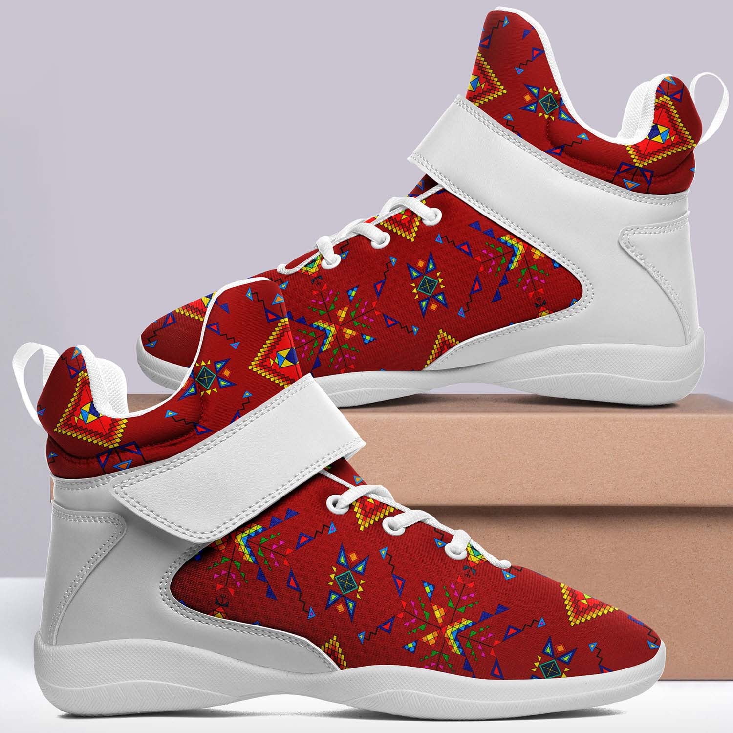 Buffalo Jump Red Ipottaa Basketball / Sport High Top Shoes - White Sole