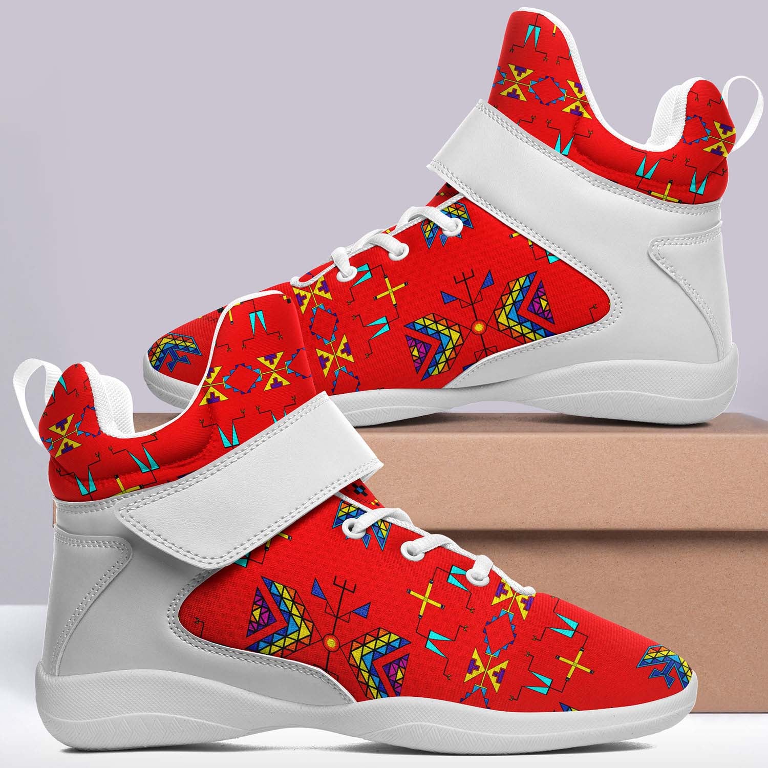 Rainy Chief Rainbow Red Ipottaa Basketball / Sport High Top Shoes - White Sole