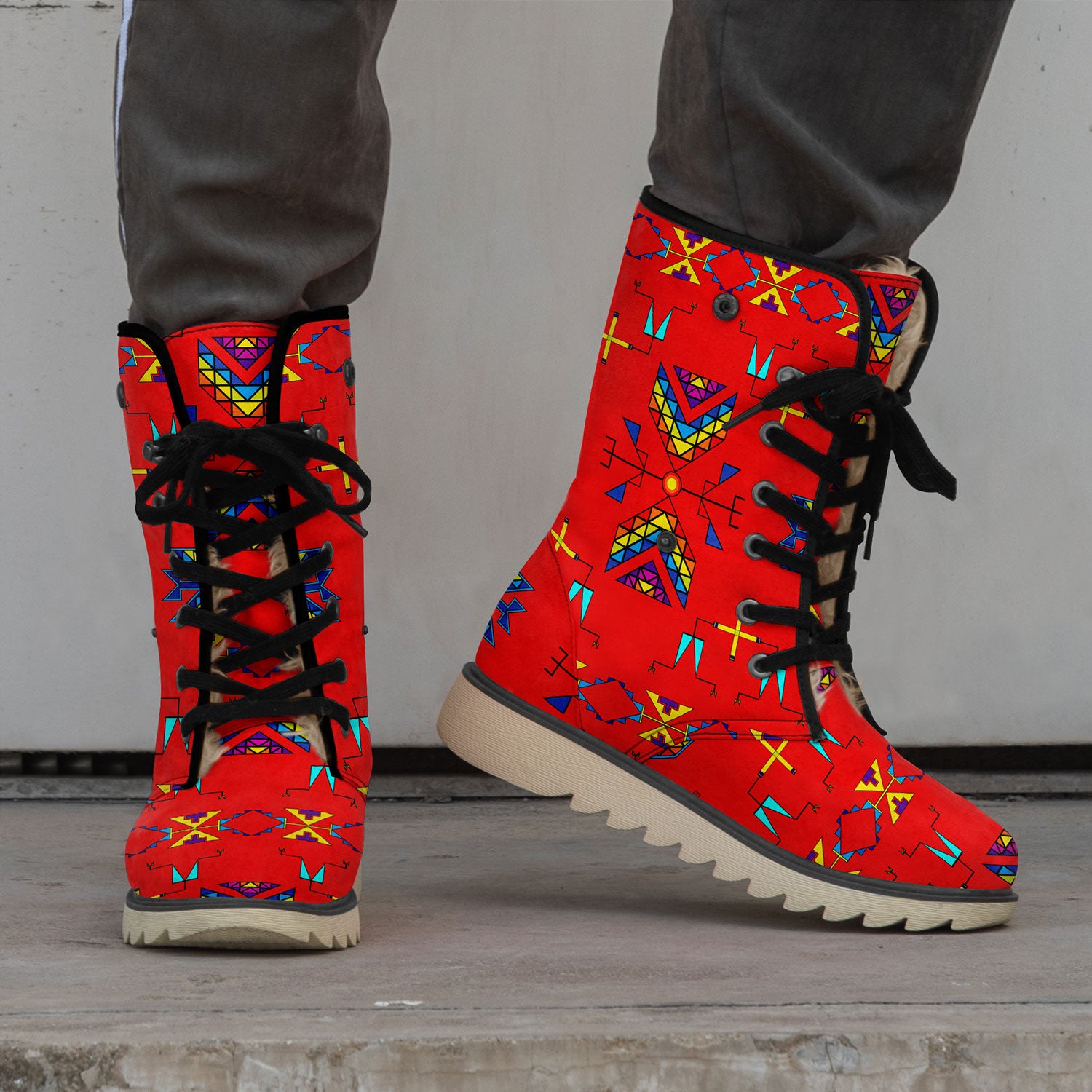 Rainy Chief Rainbow Red Polar Winter Boots