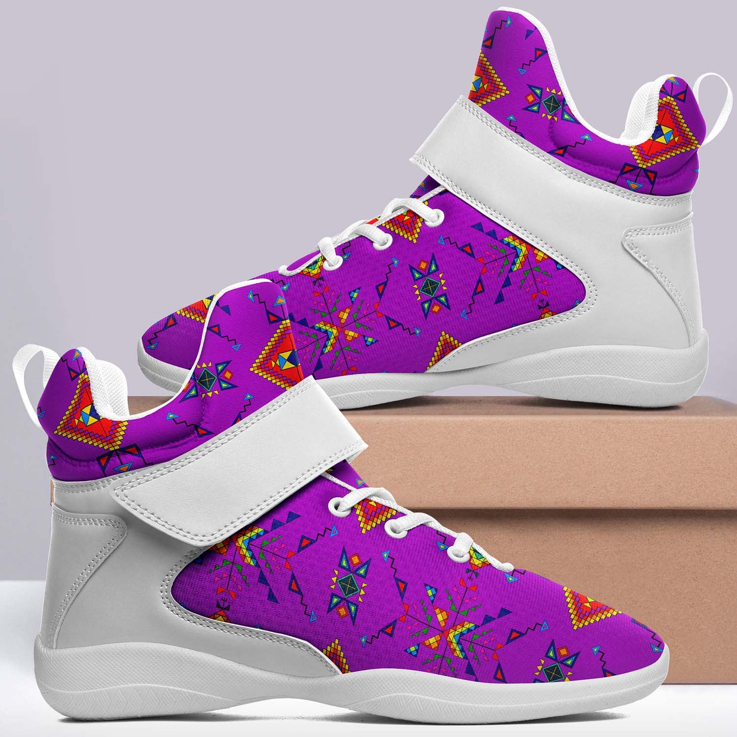 Buffalo Jump Purple Ipottaa Basketball / Sport High Top Shoes - White Sole