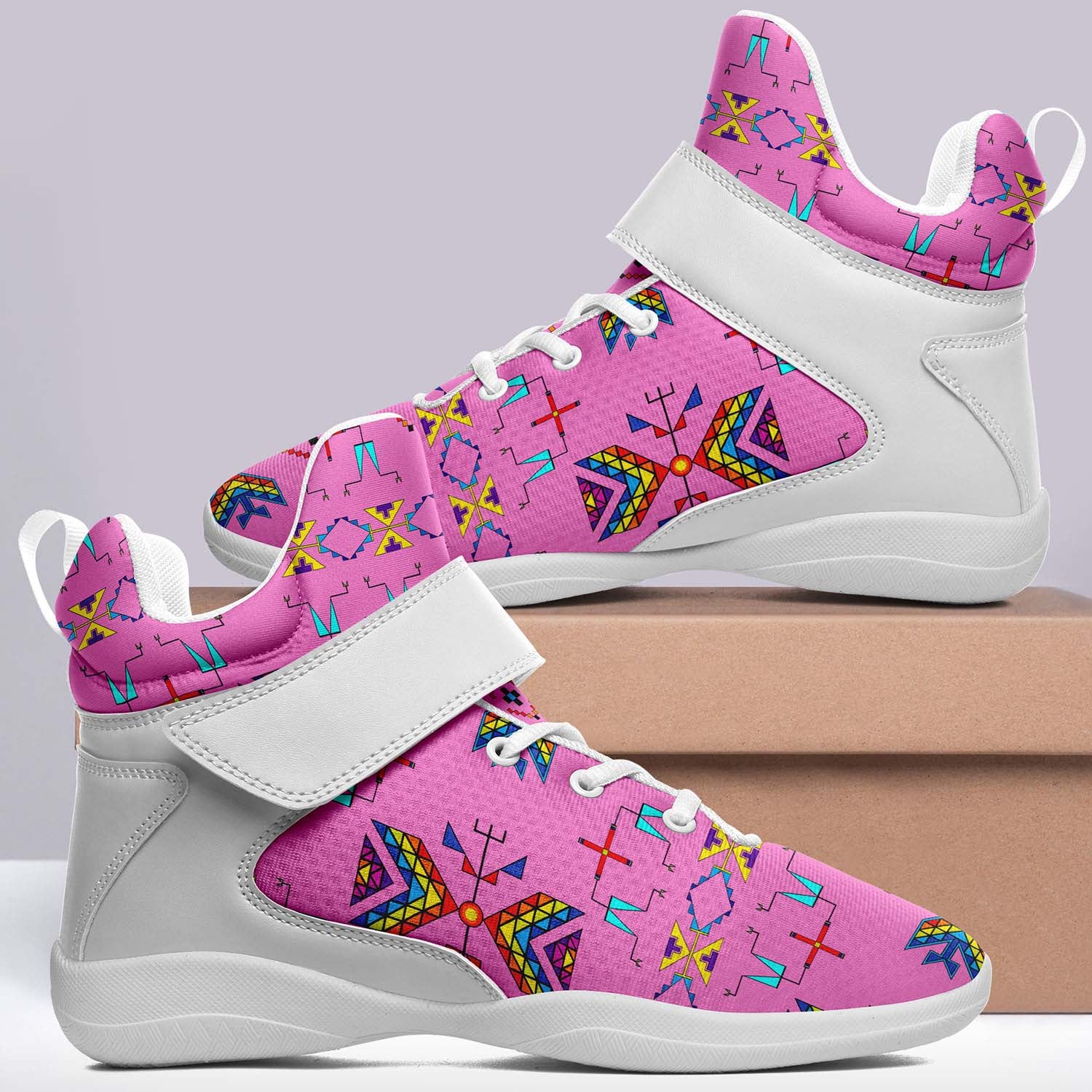Rainy Chief Rainbow Blush Ipottaa Basketball / Sport High Top Shoes - White Sole