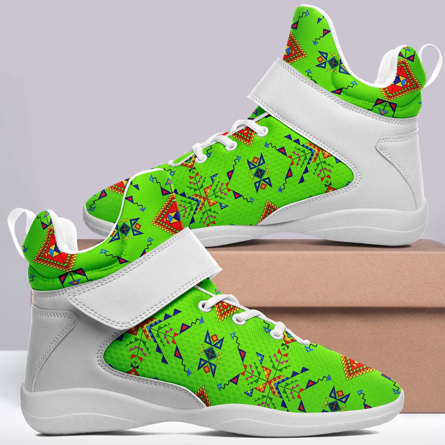 Buffalo Jump Neon Green Ipottaa Basketball / Sport High Top Shoes - White Sole