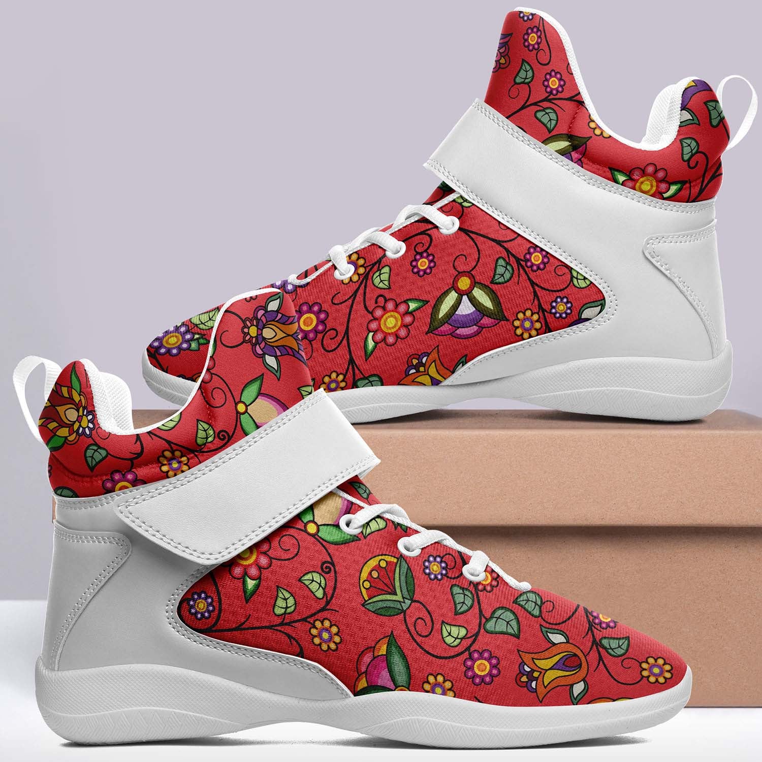 Heartbeat Petals Red Ipottaa Basketball / Sport High Top Shoes - White Sole