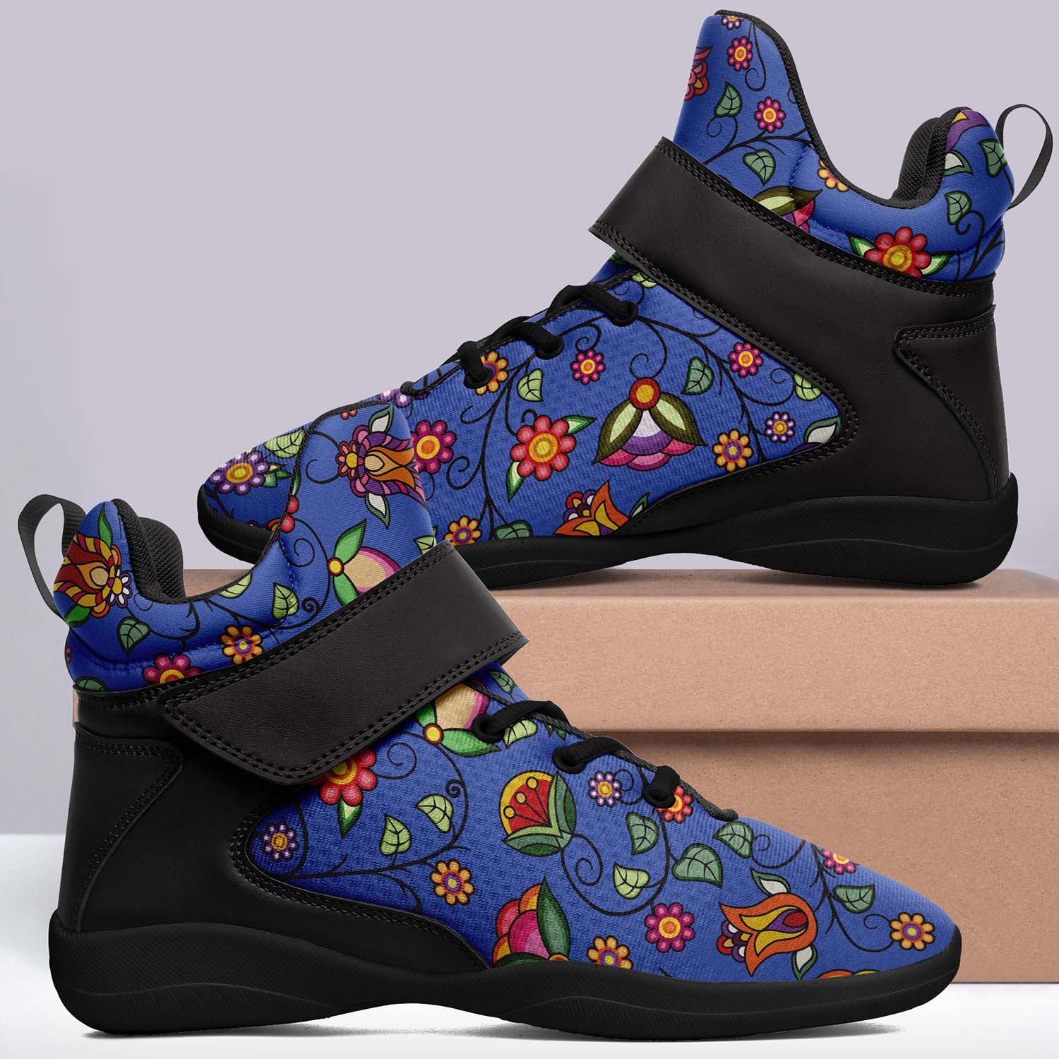 Heartbeat Petals Blue Ipottaa Basketball / Sport High Top Shoes - Black Sole