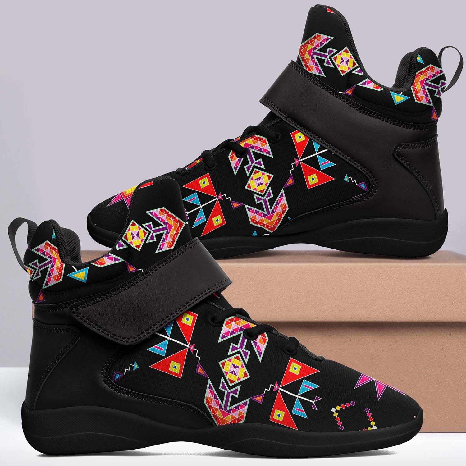 Scattered Generations Black Ipottaa Basketball / Sport High Top Shoes - Black Sole