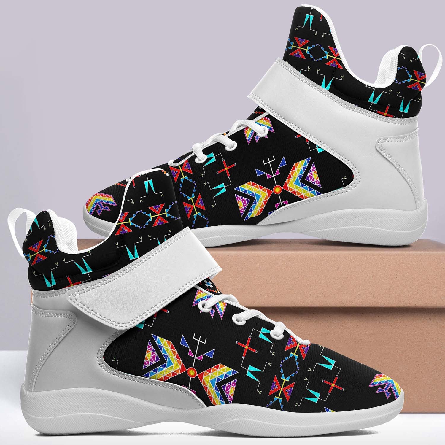 Rainy Chief Rainbow Black Ipottaa Basketball / Sport High Top Shoes - White Sole