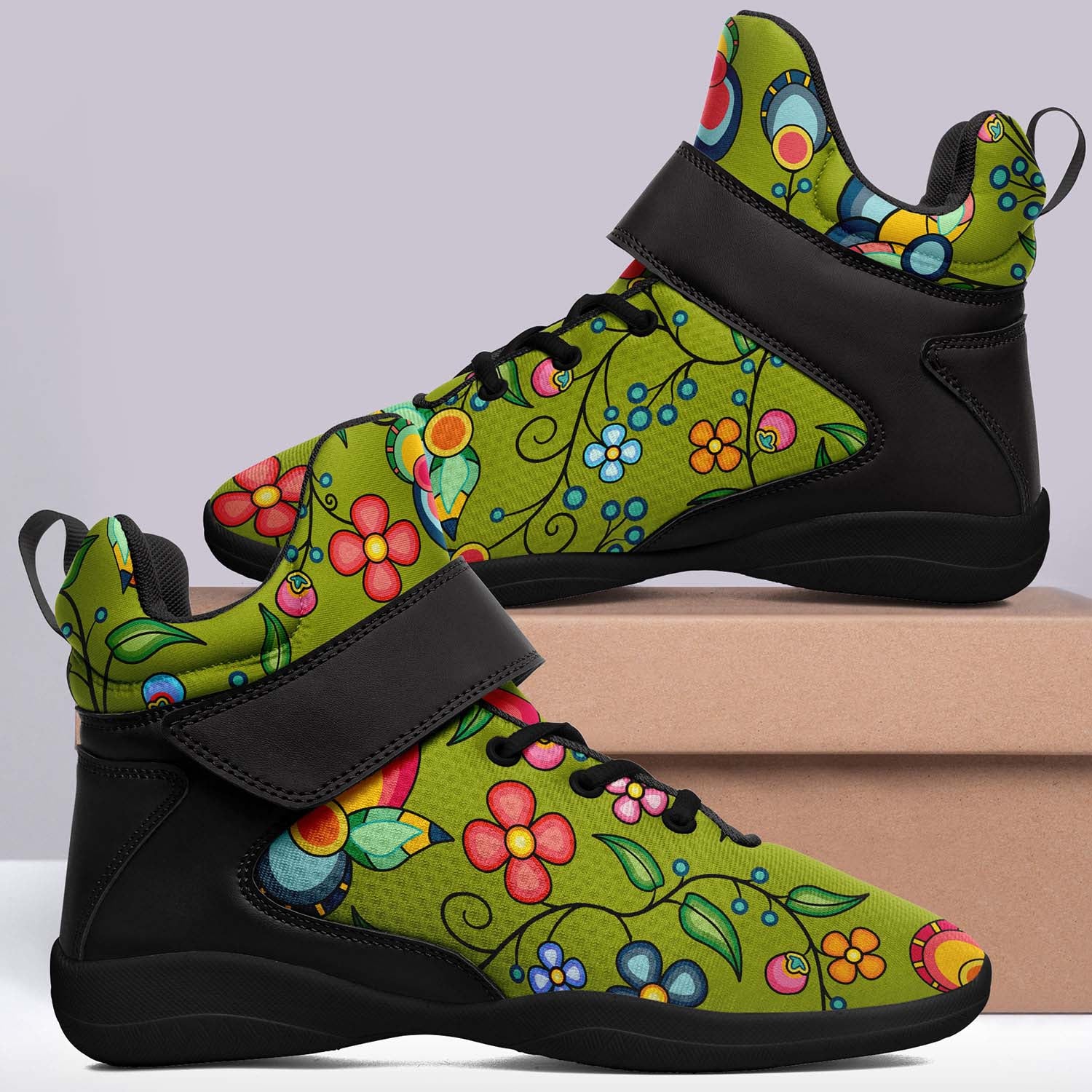 Floral Bounty Sweetgrass Ipottaa Basketball / Sport High Top Shoes - Black Sole
