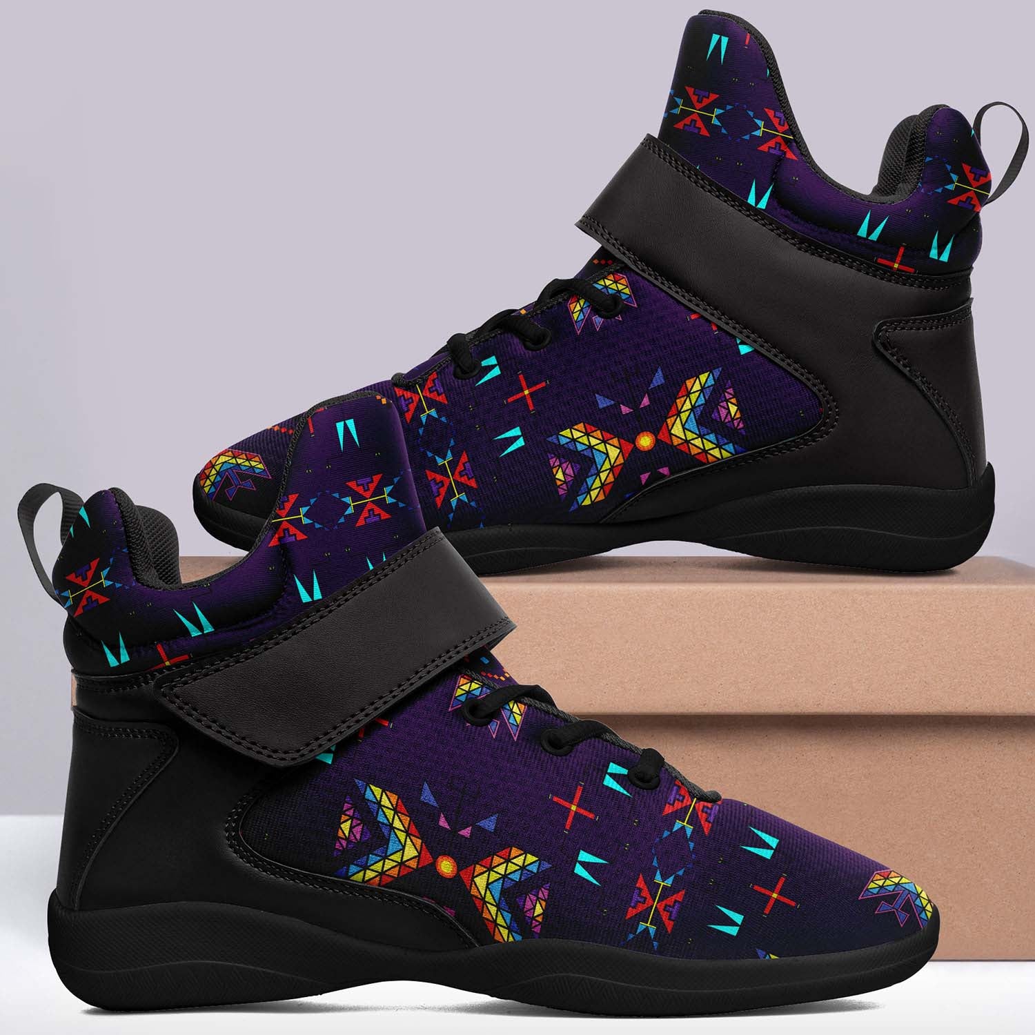 Rainy Chief Rainbow Dark Purple Ipottaa Basketball / Sport High Top Shoes - Black Sole