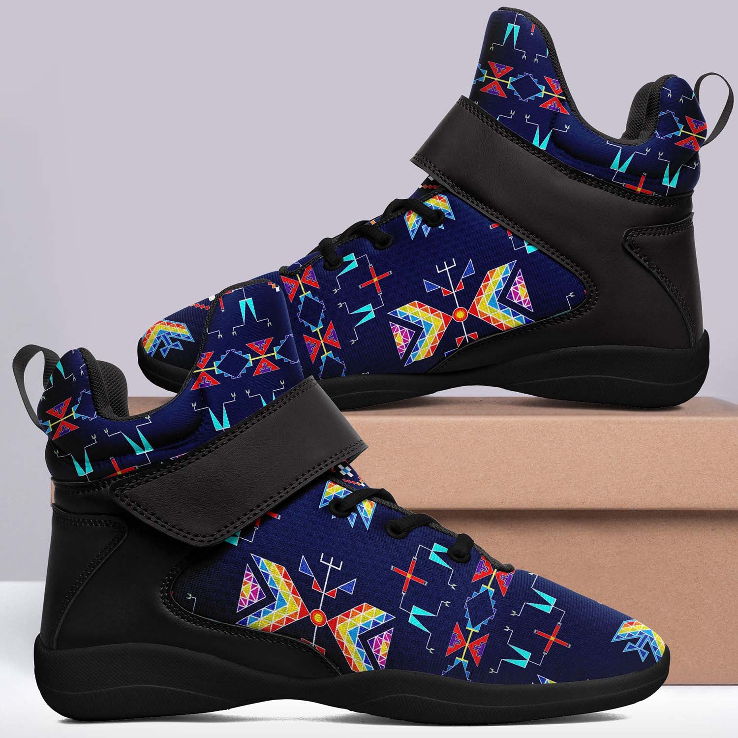 Rainy Chief Rainbow Night Lake Ipottaa Basketball / Sport High Top Shoes - Black Sole