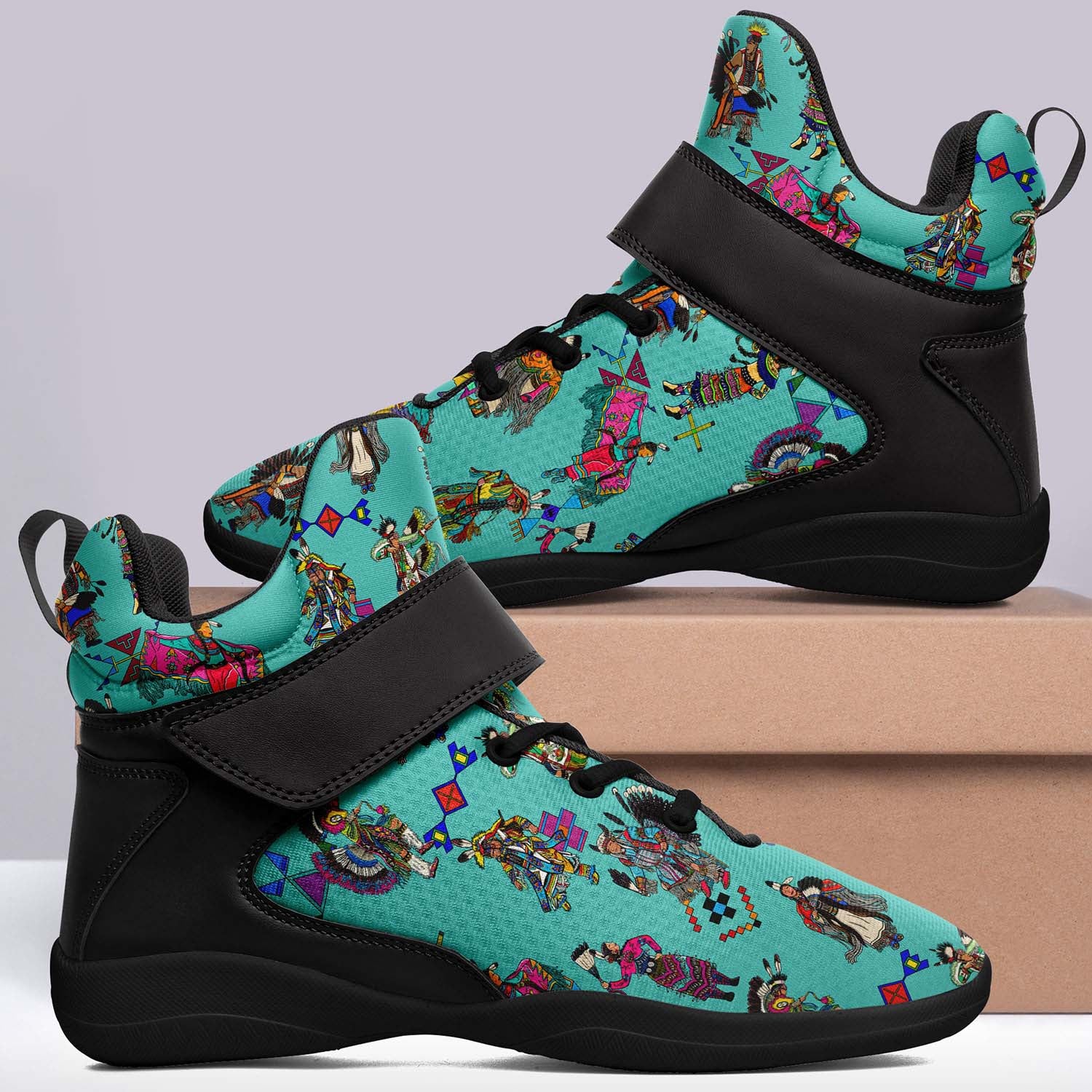 Grand Entry Dancers Eggshell Blue Ipottaa Basketball / Sport High Top Shoes - Black Sole