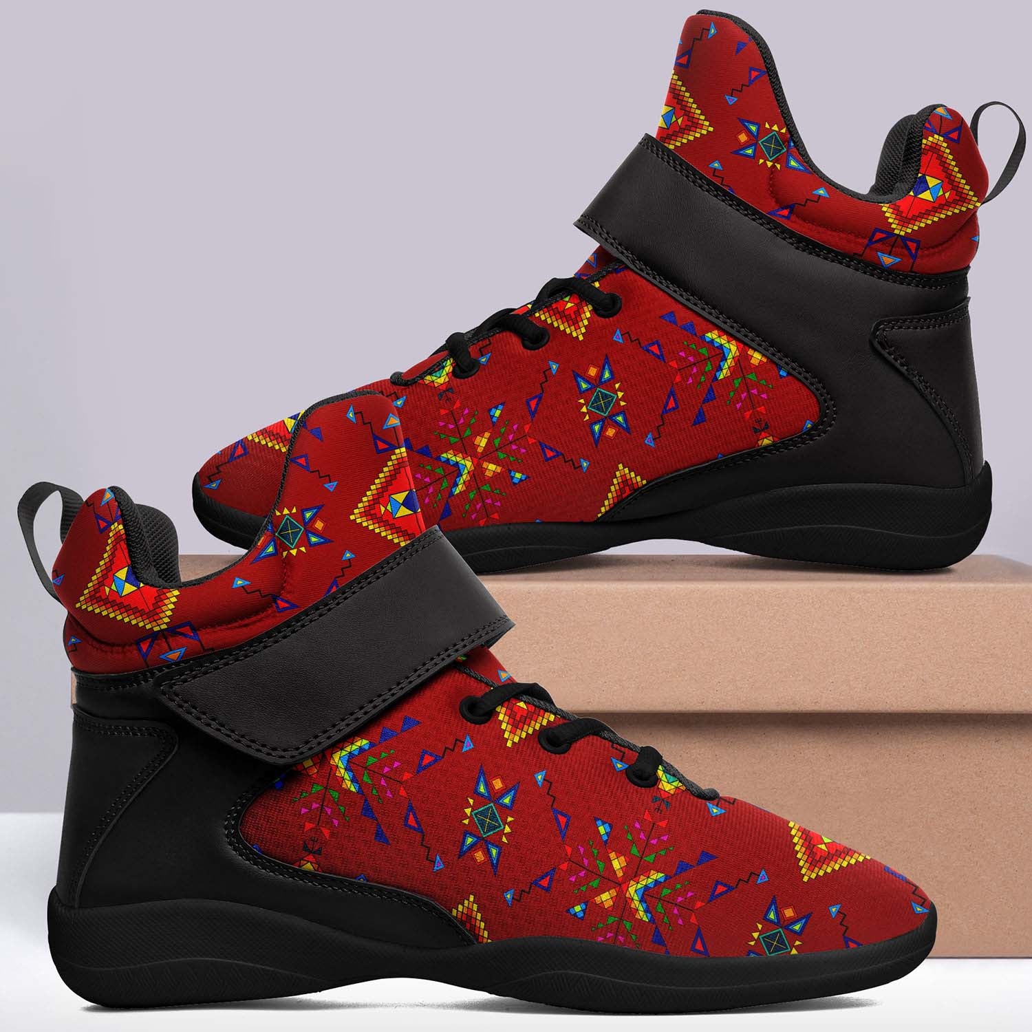 Buffalo Jump Red Ipottaa Basketball / Sport High Top Shoes - Black Sole