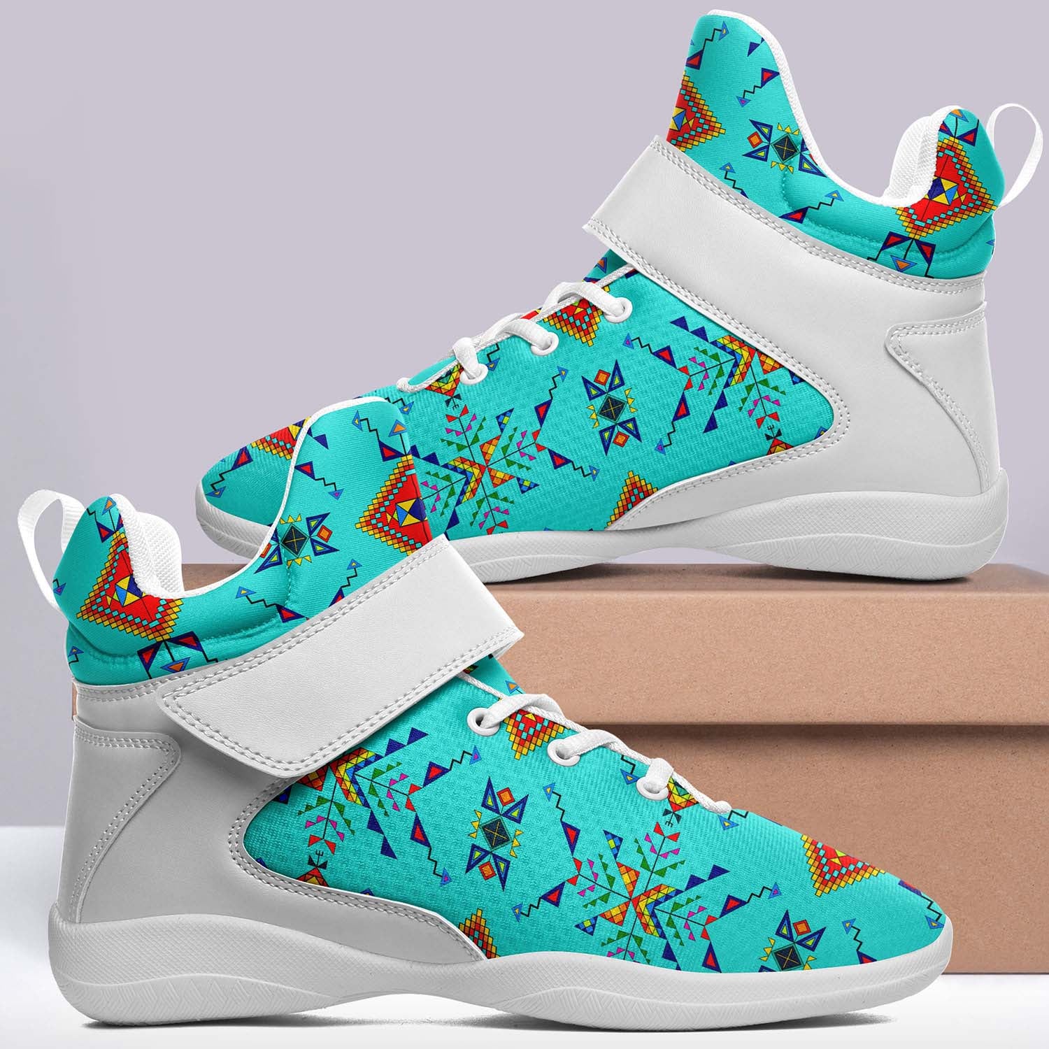 Buffalo Jump Turquoise Ipottaa Basketball / Sport High Top Shoes - White Sole