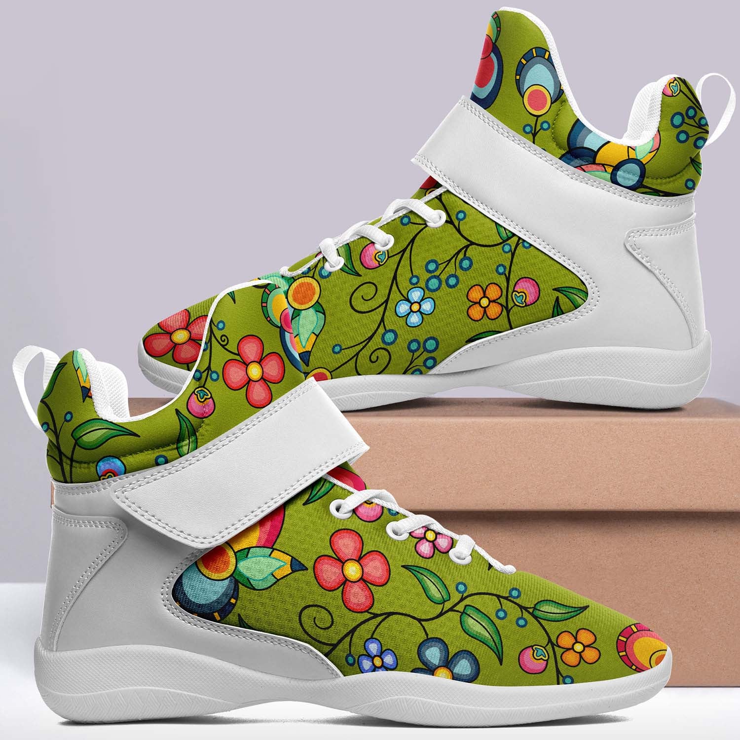 Floral Bounty Sweetgrass Ipottaa Basketball / Sport High Top Shoes - White Sole